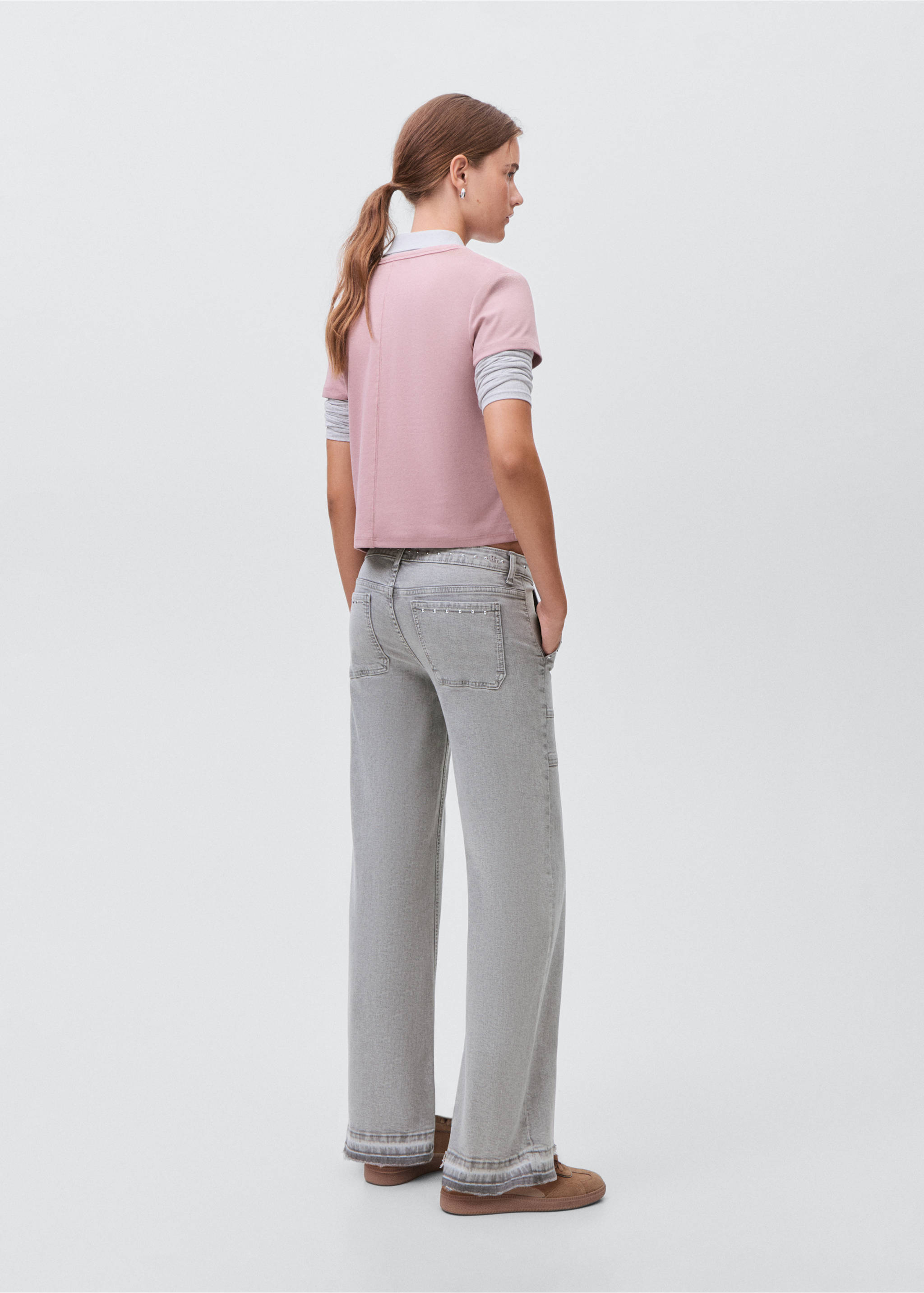 Culotte traperice sa zakovicama - Stražnji dio artikla, Denim siva. Ref: 17074777-00.