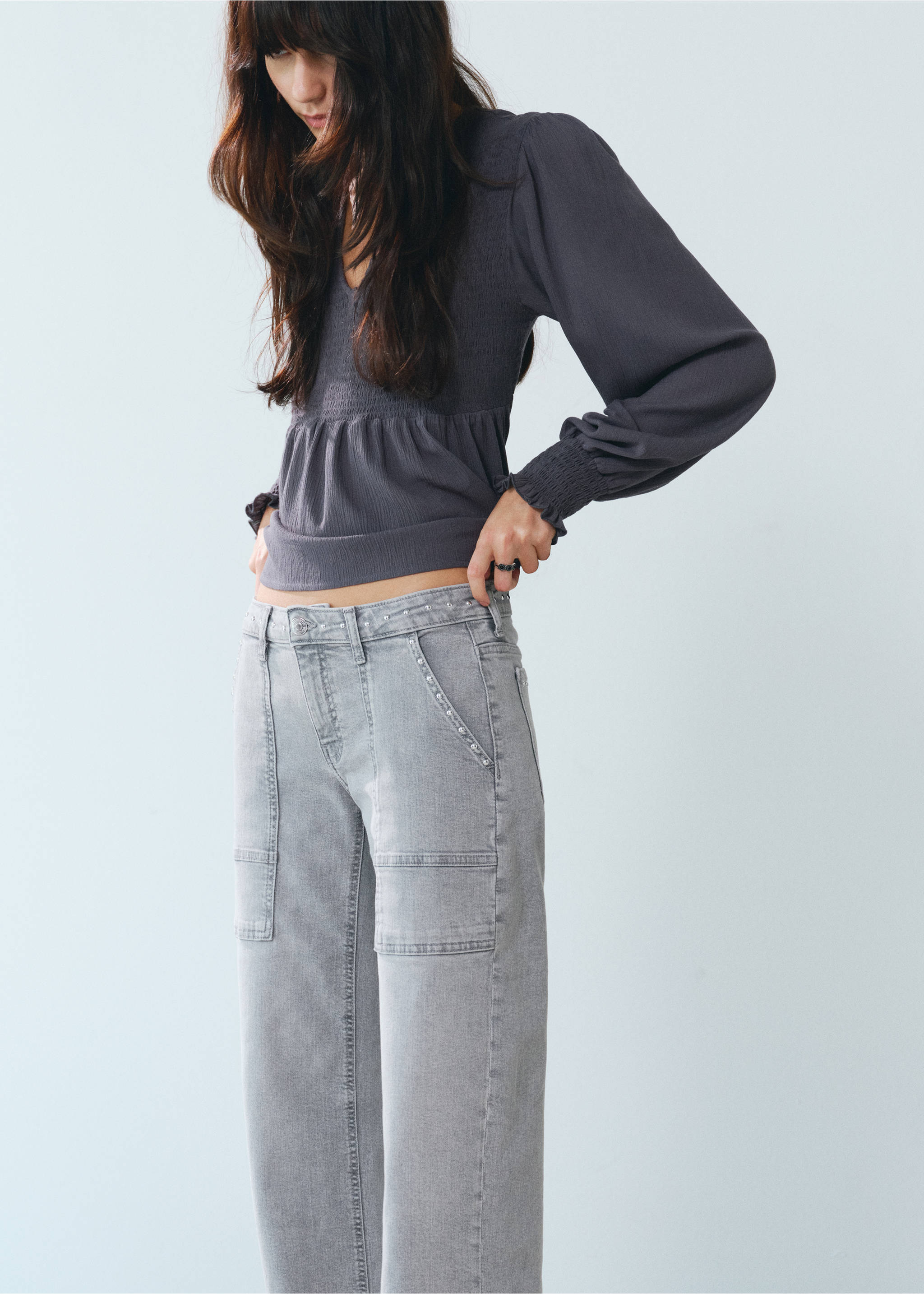 Culotte traperice sa zakovicama - Detalji artikla 5, Denim siva. Ref: 17074777-00.