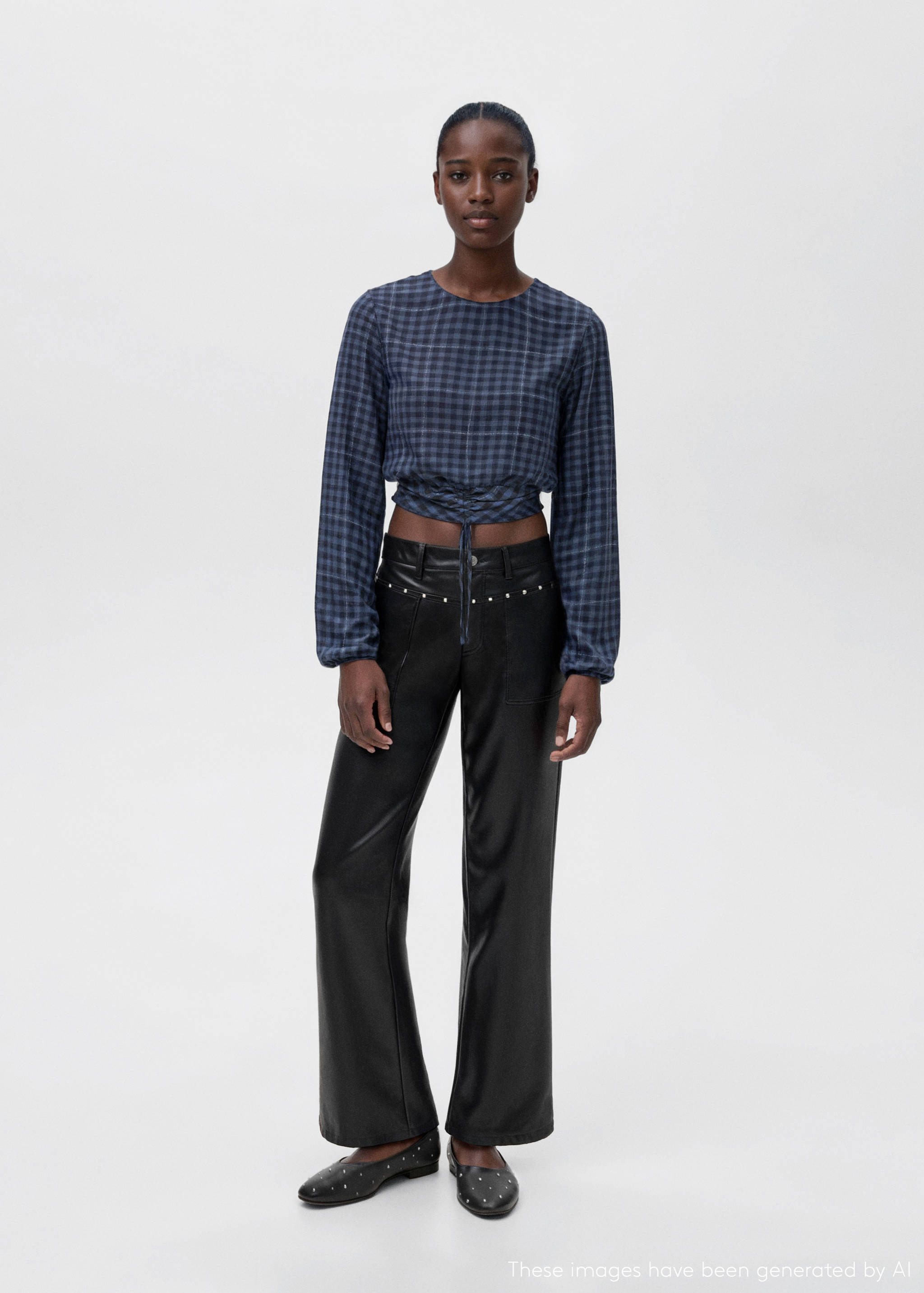 Studded leather-effect trousers - General plane