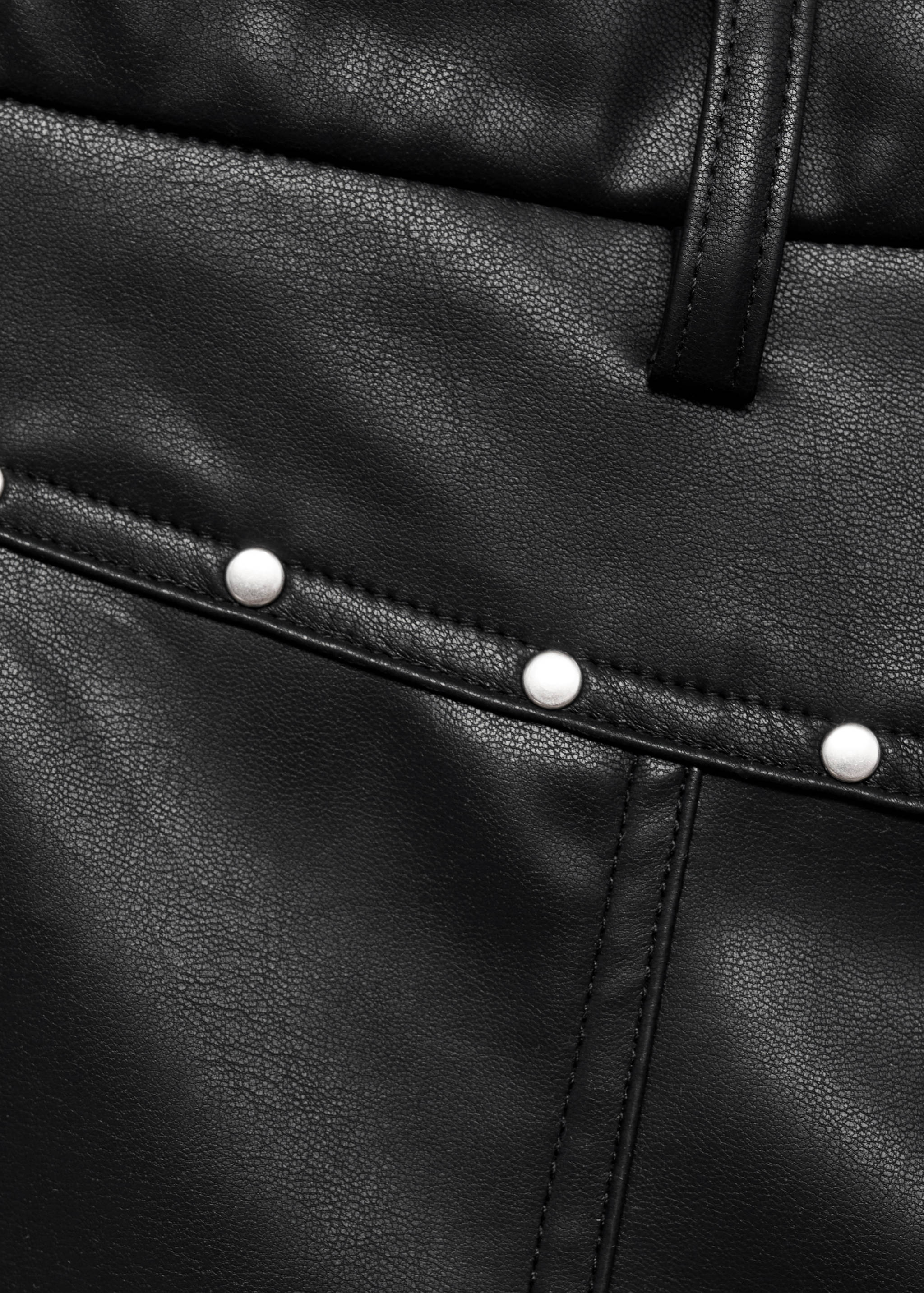 Studded leather-effect trousers - Details of the article 8, Black. Ref: 17074778-00.
