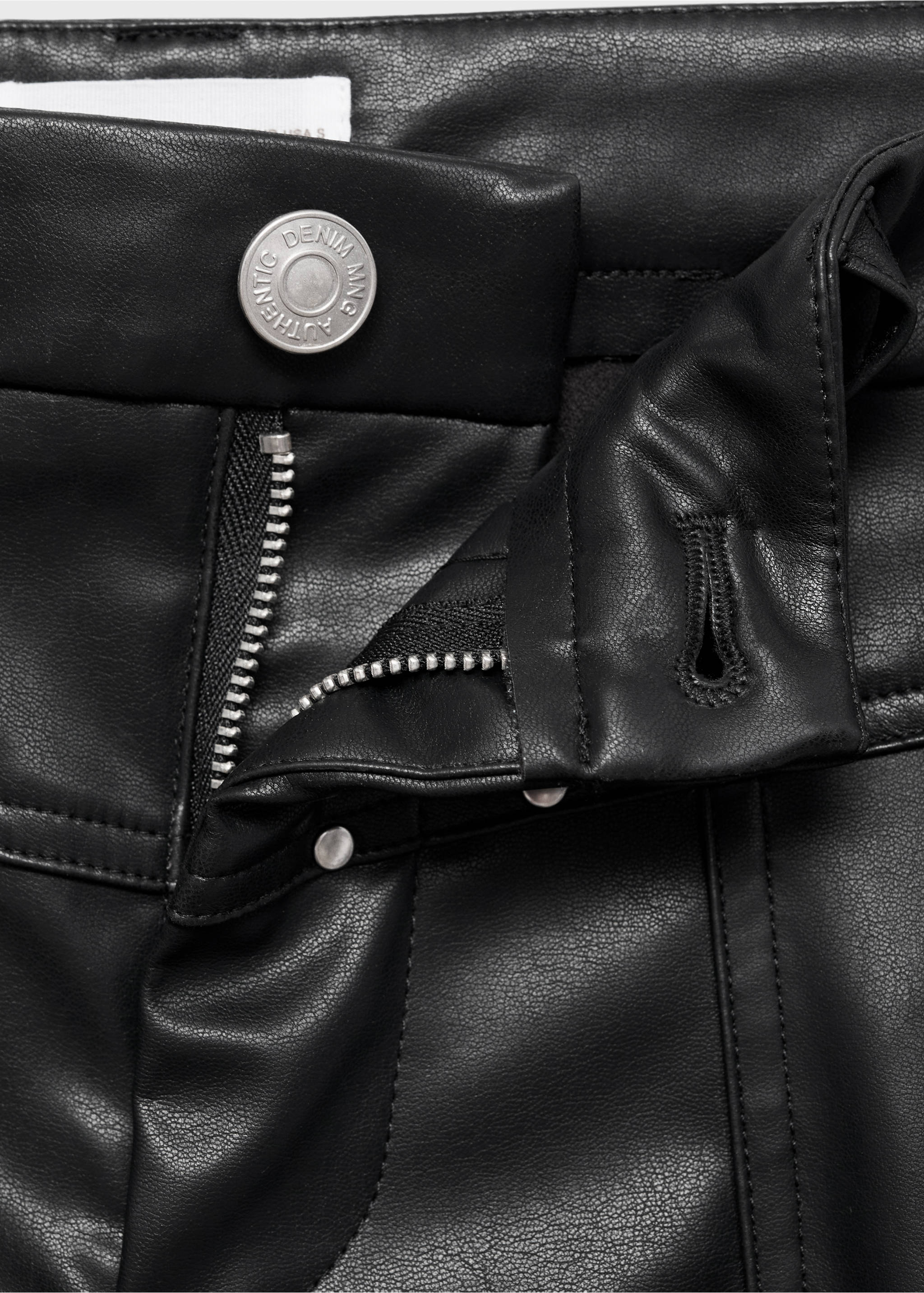 Studded leather-effect trousers - Details of the article 0, Black. Ref: 17074778-00.