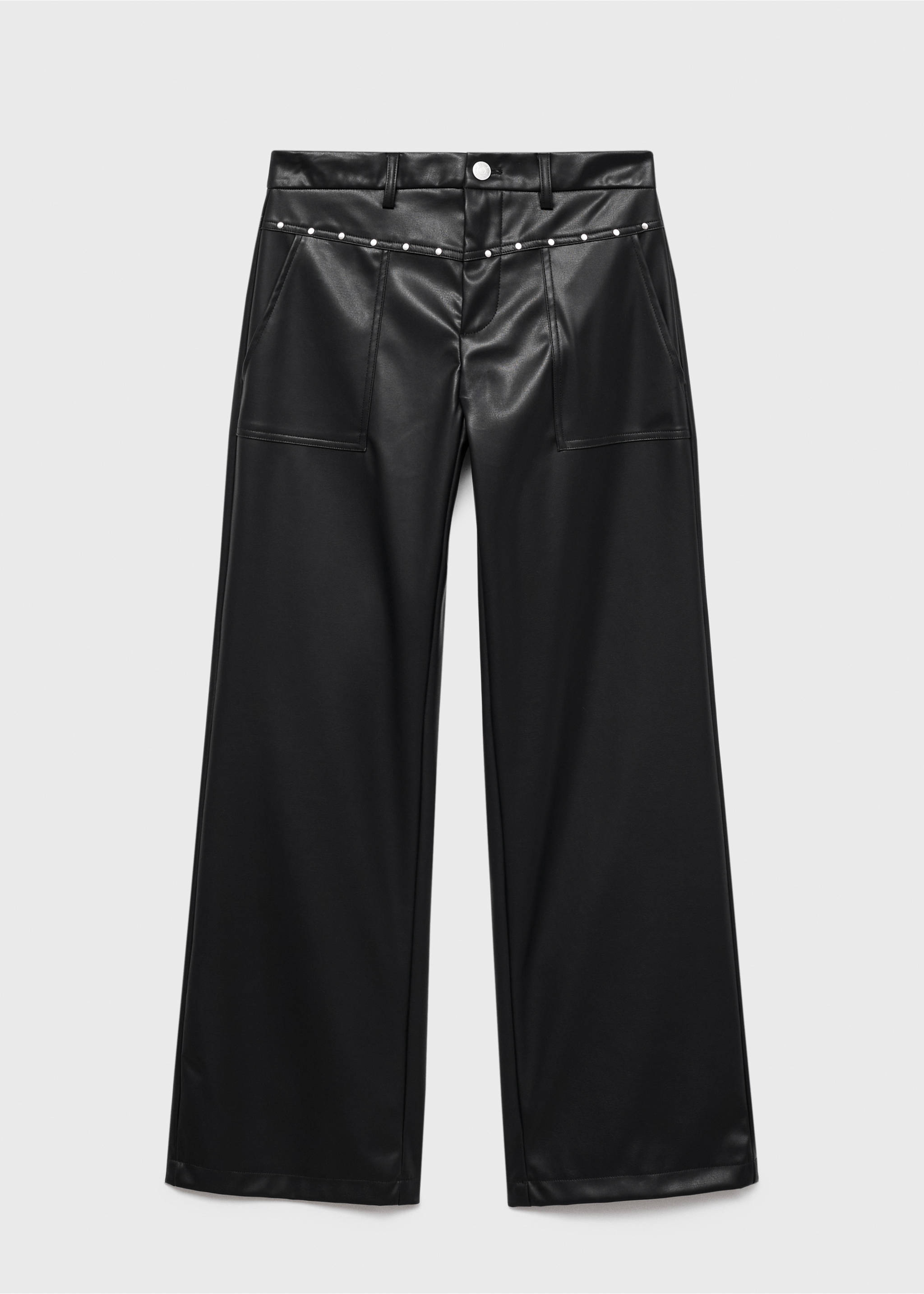 Studded leather-effect trousers - Article without model, Black. Ref: 17074778-00.
