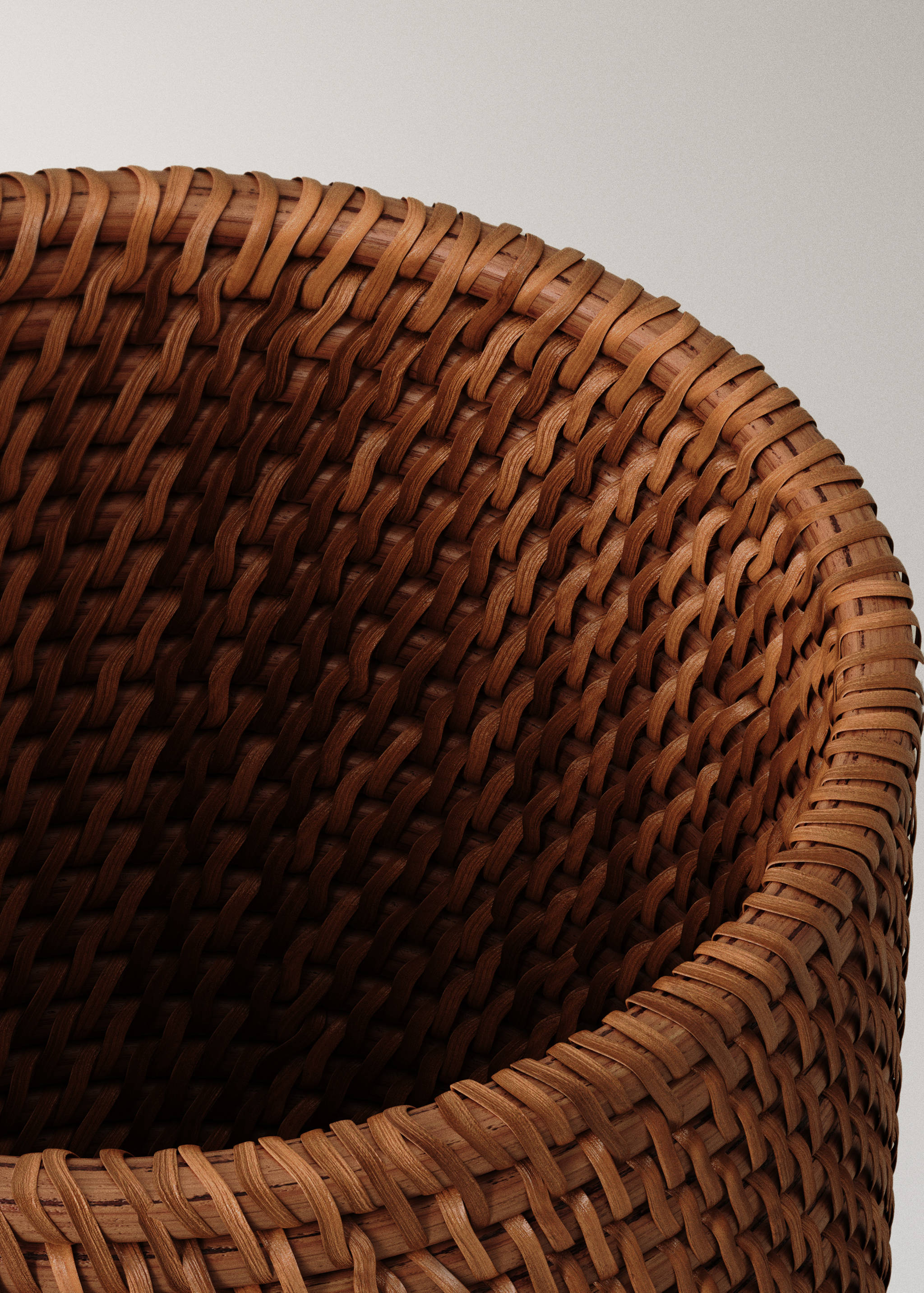 Brown woven kitchen set detail.