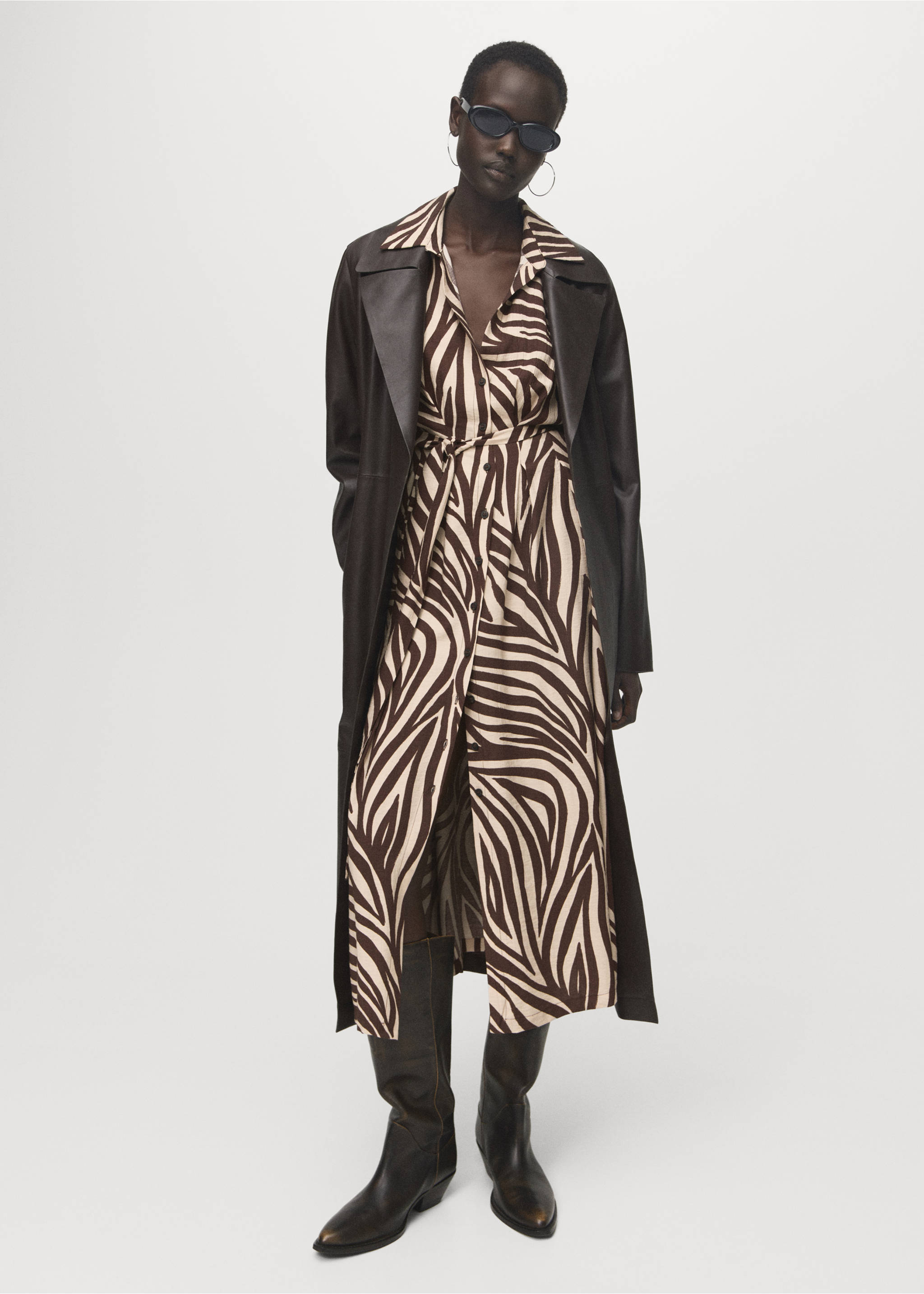 Printed shirt dress - General plane, Black. Ref: 17074785-00.