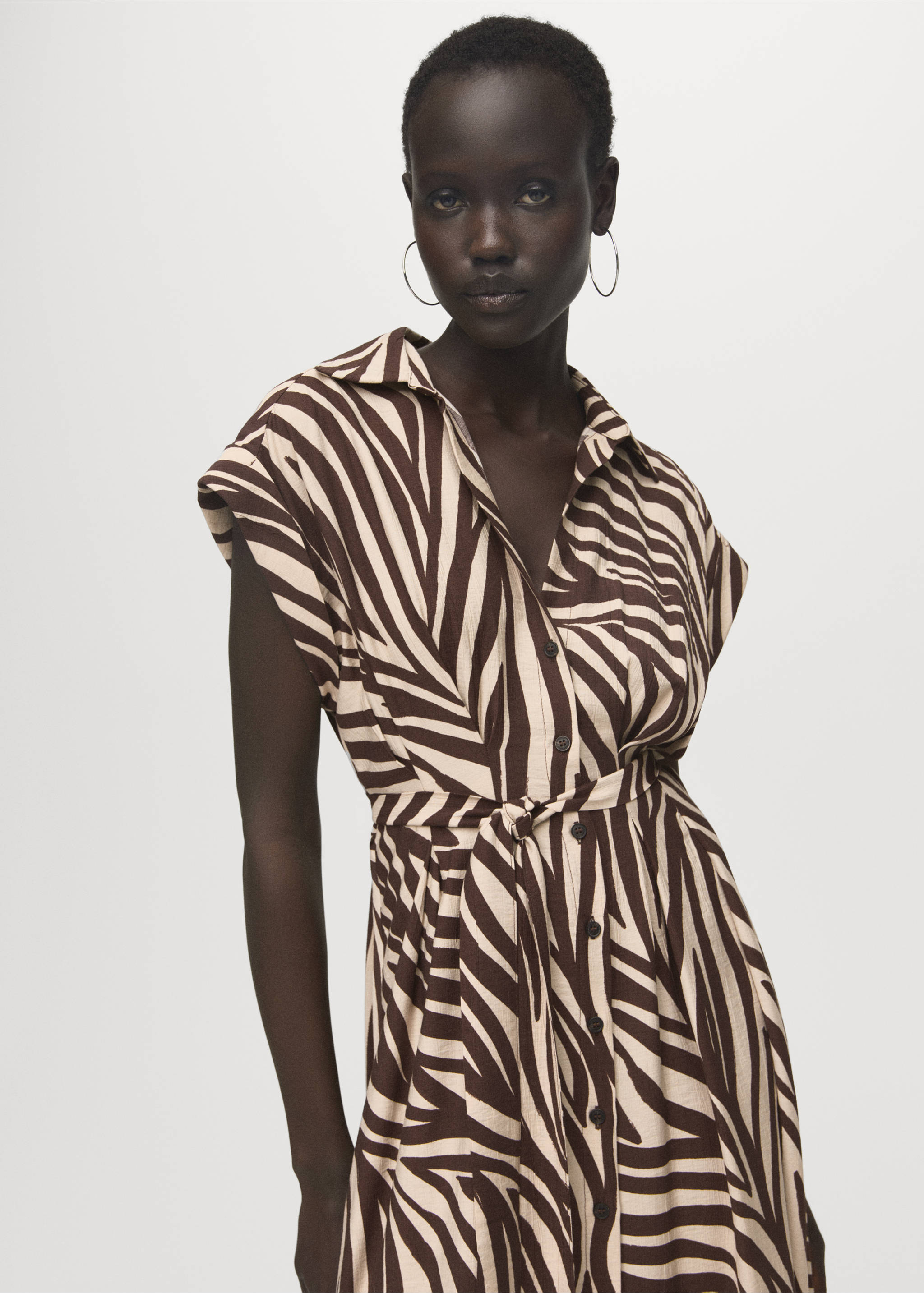 Printed shirt dress - Medium plane, Black. Ref: 17074785-00.