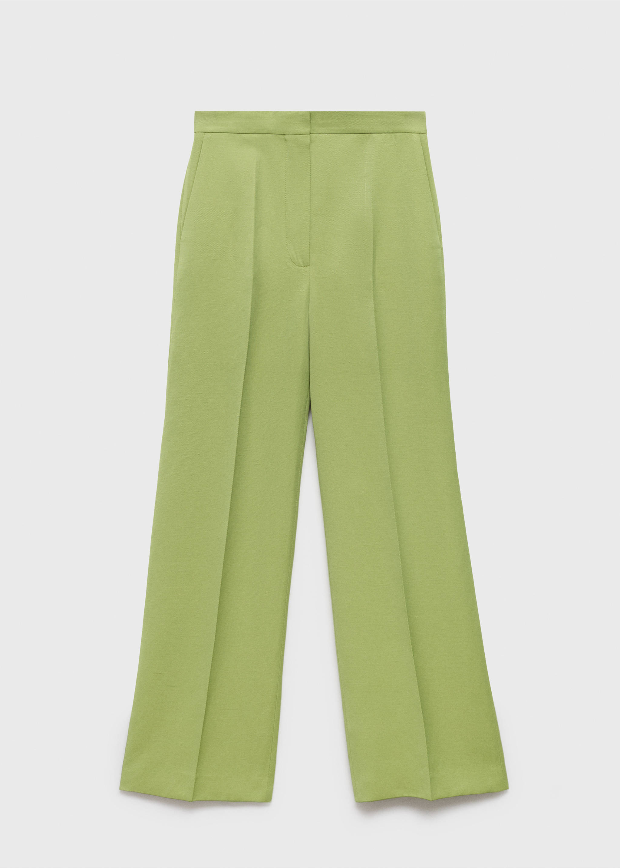Straight-fit linen-blend suit trousers - Article without model, Green. Ref: 17074790-00.