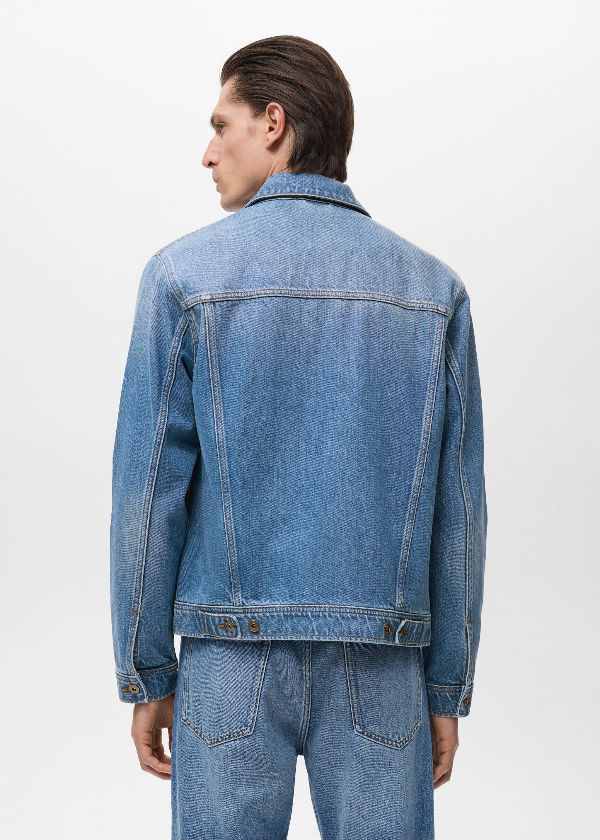 Blouson en jean poches - Verso de l’article, Bleu moyen. Ref: 17075142-00.