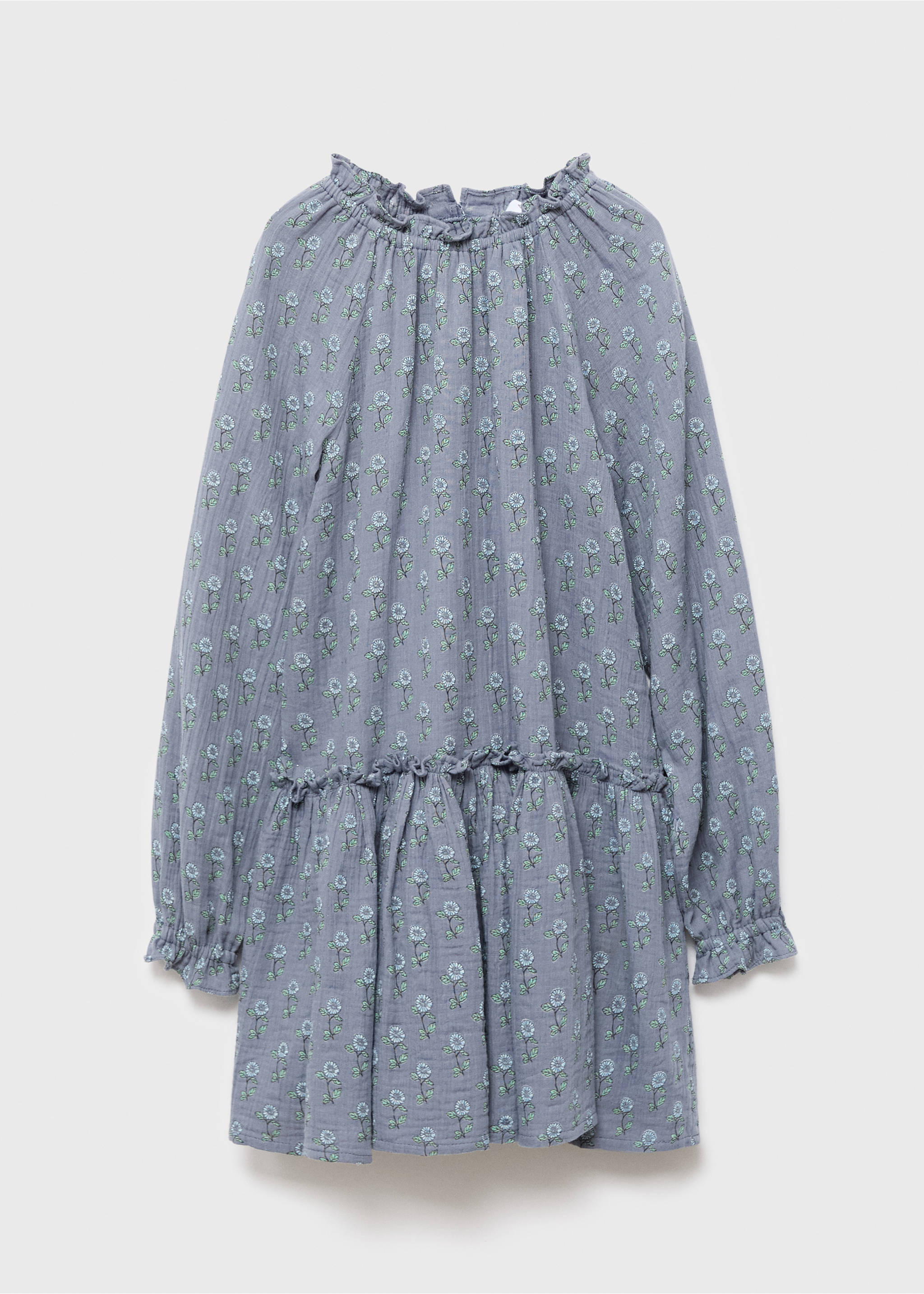 Ruffled floral dress - Article without model, Sky Blue. Ref: 17075151-00.