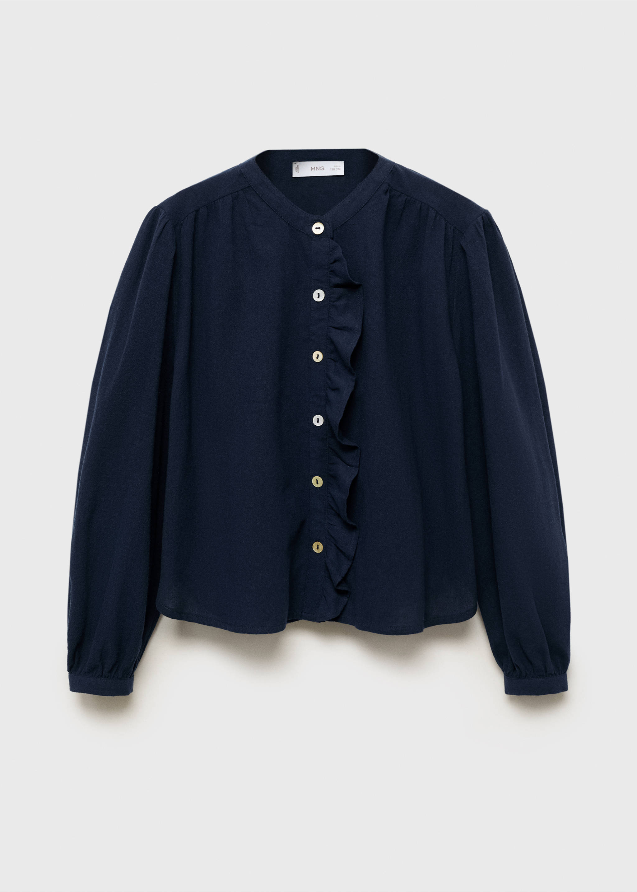 Ruffle cotton blouse - Article without model, Navy. Ref: 17075156-00.