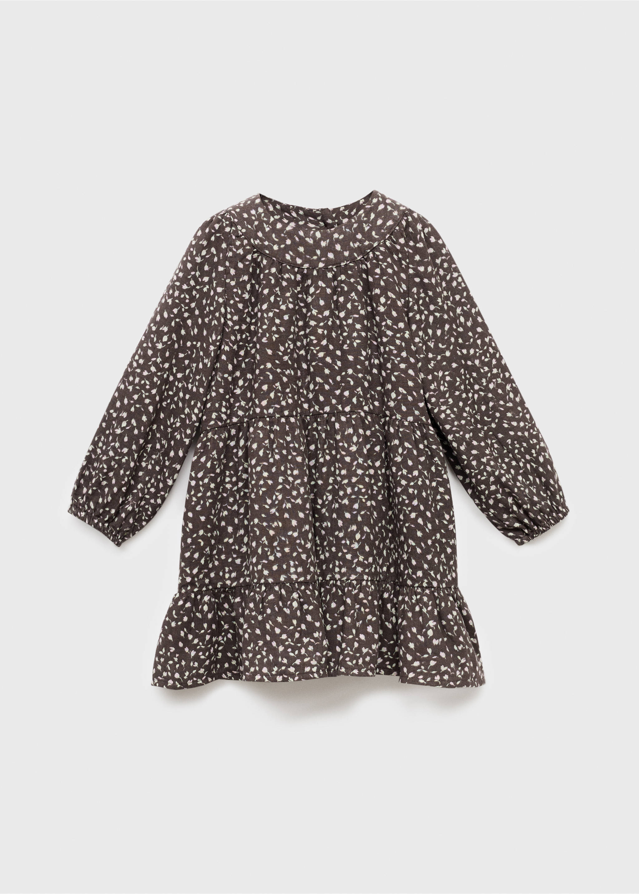 Ruffled floral dress - Article without model, Chocolate. Ref: 17075157-00.