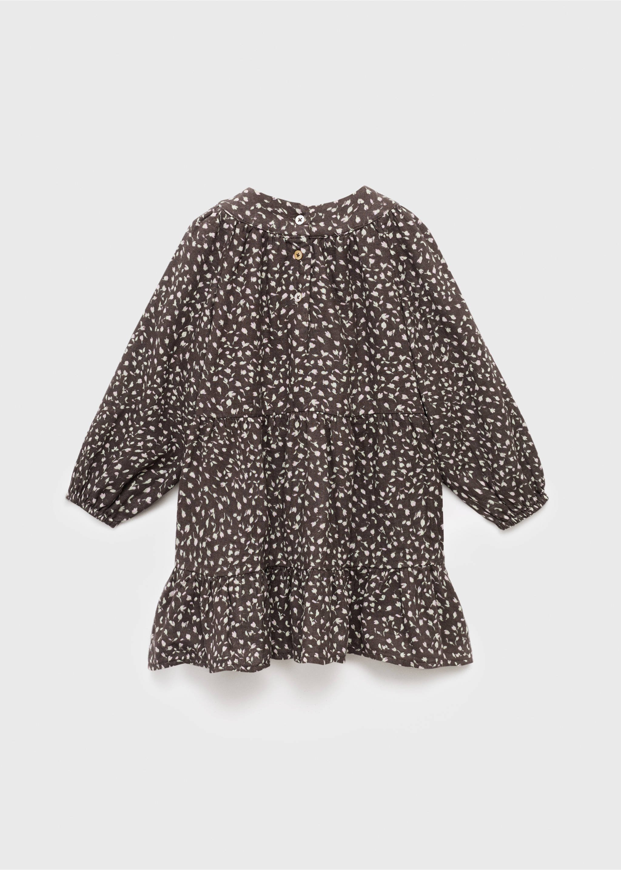 Ruffled floral dress - Reverse of the article, Chocolate. Ref: 17075157-00.