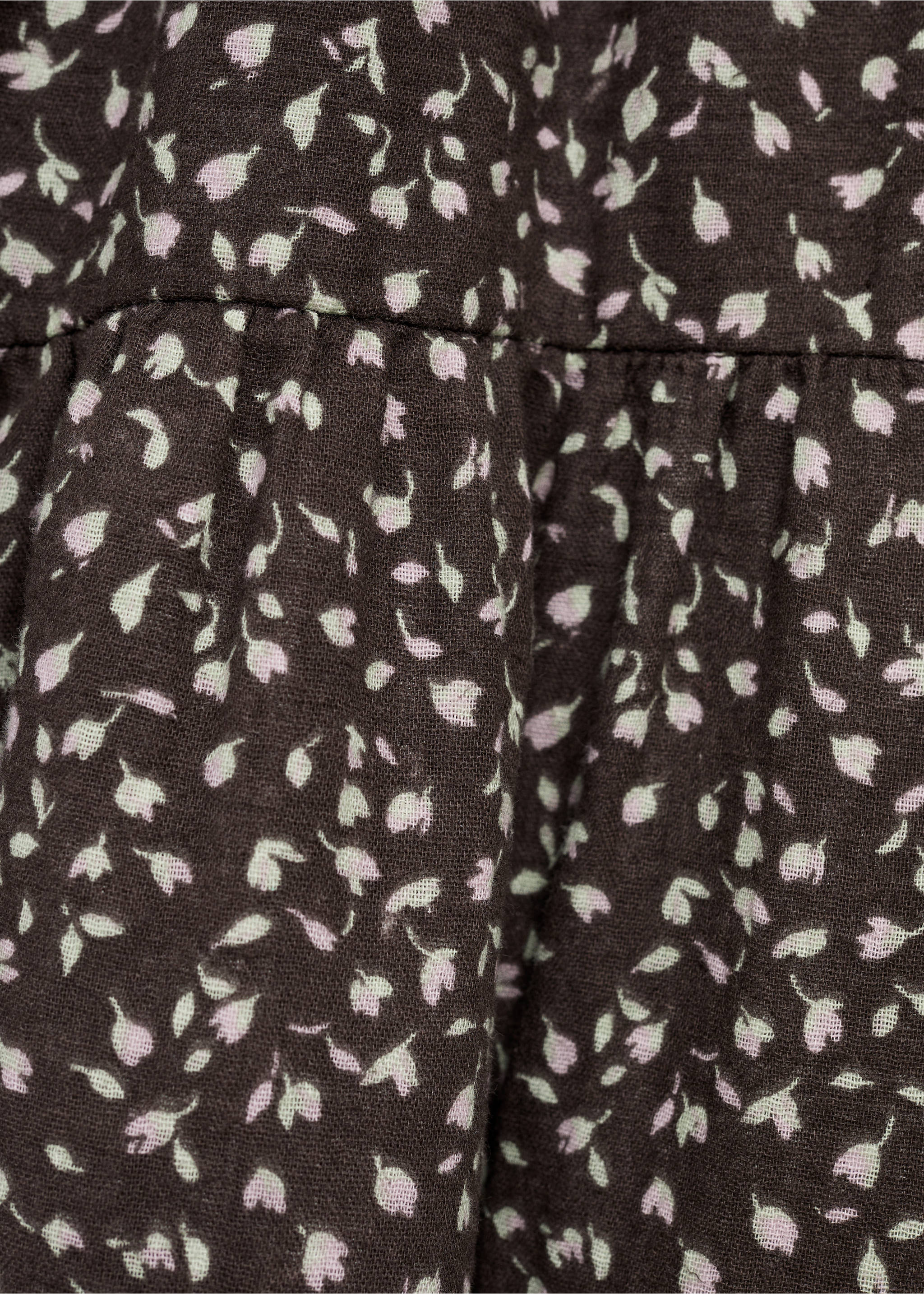 Ruffled floral dress - Details of the article 8, Chocolate. Ref: 17075157-00.