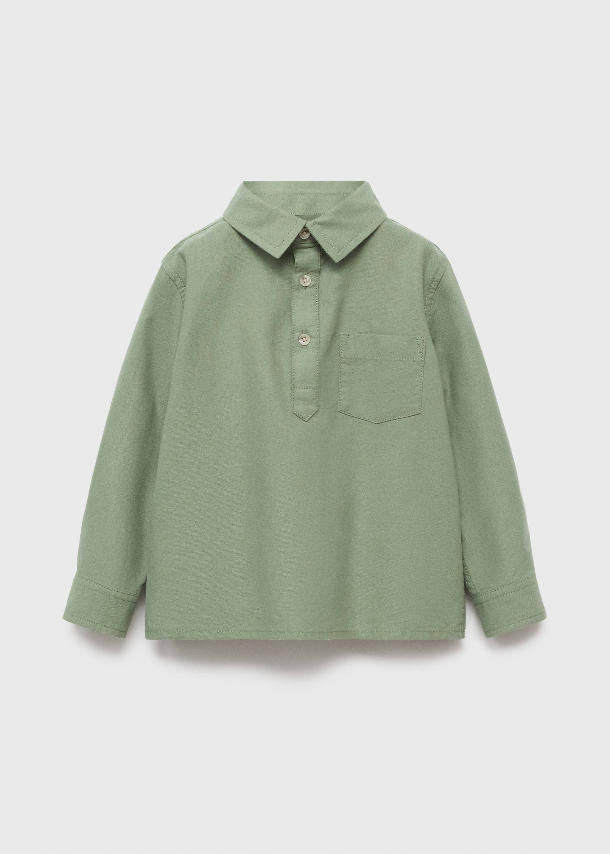 Cotton shirt with a shirt collar - Article without model, Khaki. Ref: 17075163-00.
