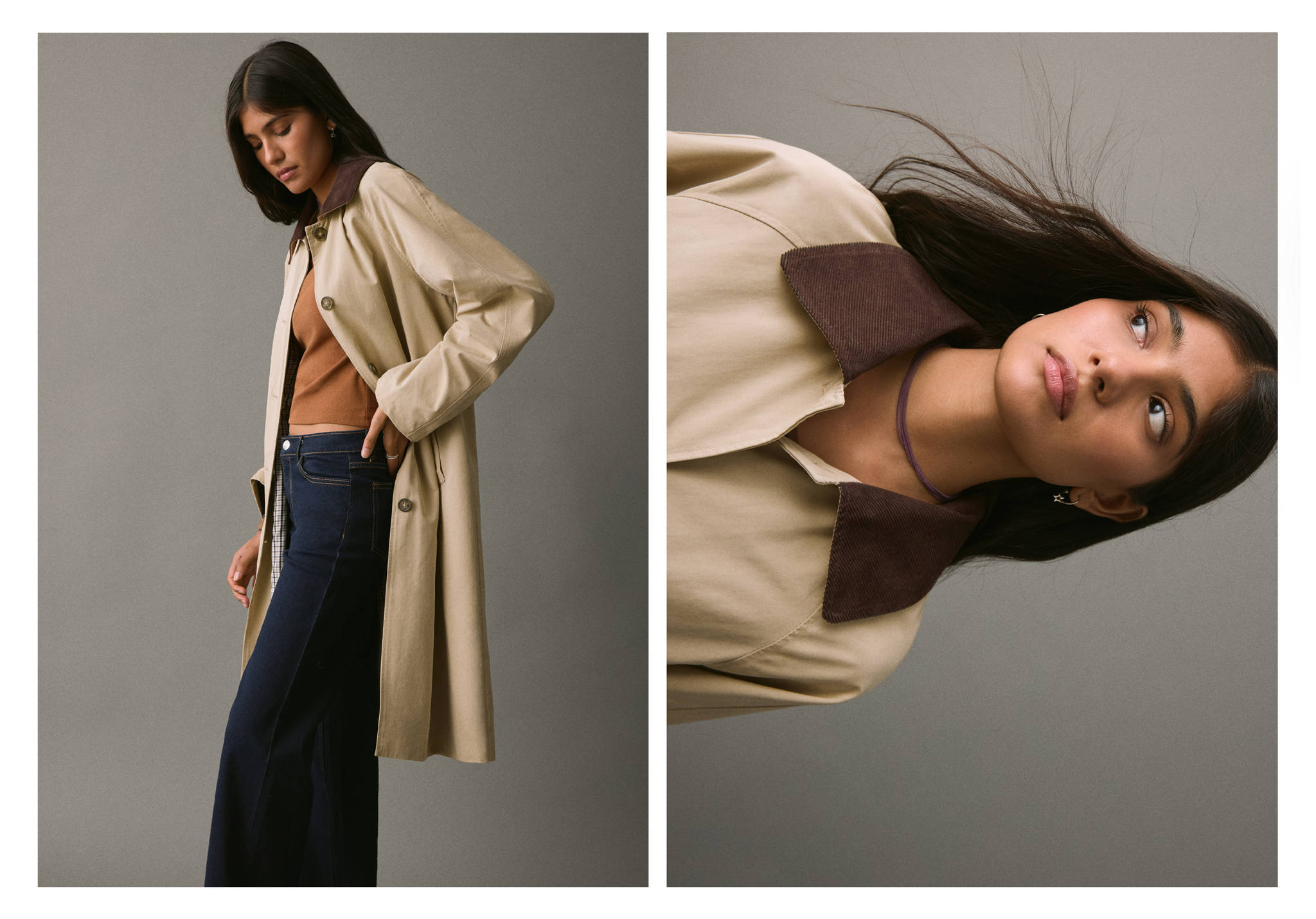 Trench coat with contrasting collar - Panoramic plane