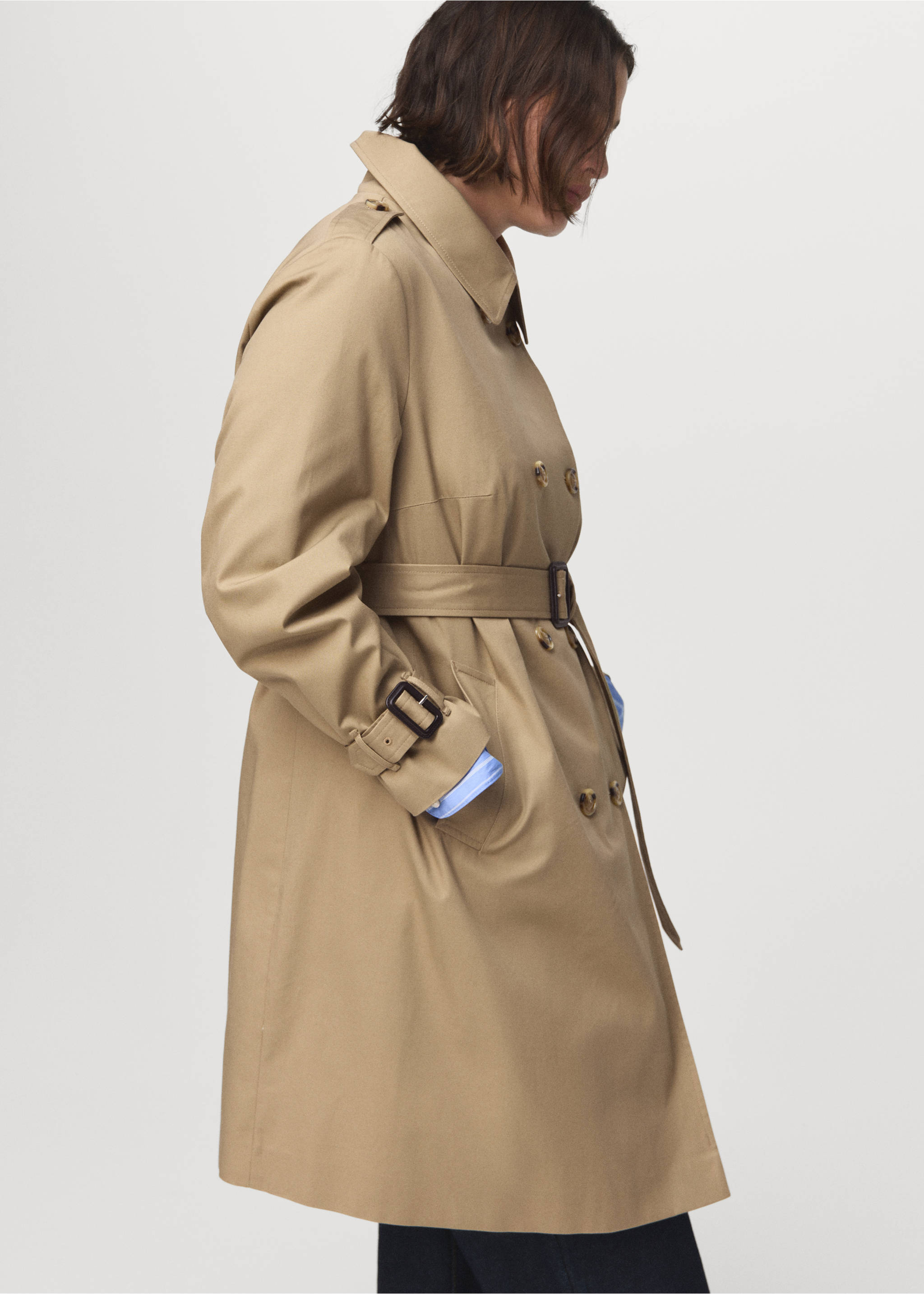 Classic trench coat with belt - Details of the article 5, Beige. Ref: 17075789-00.