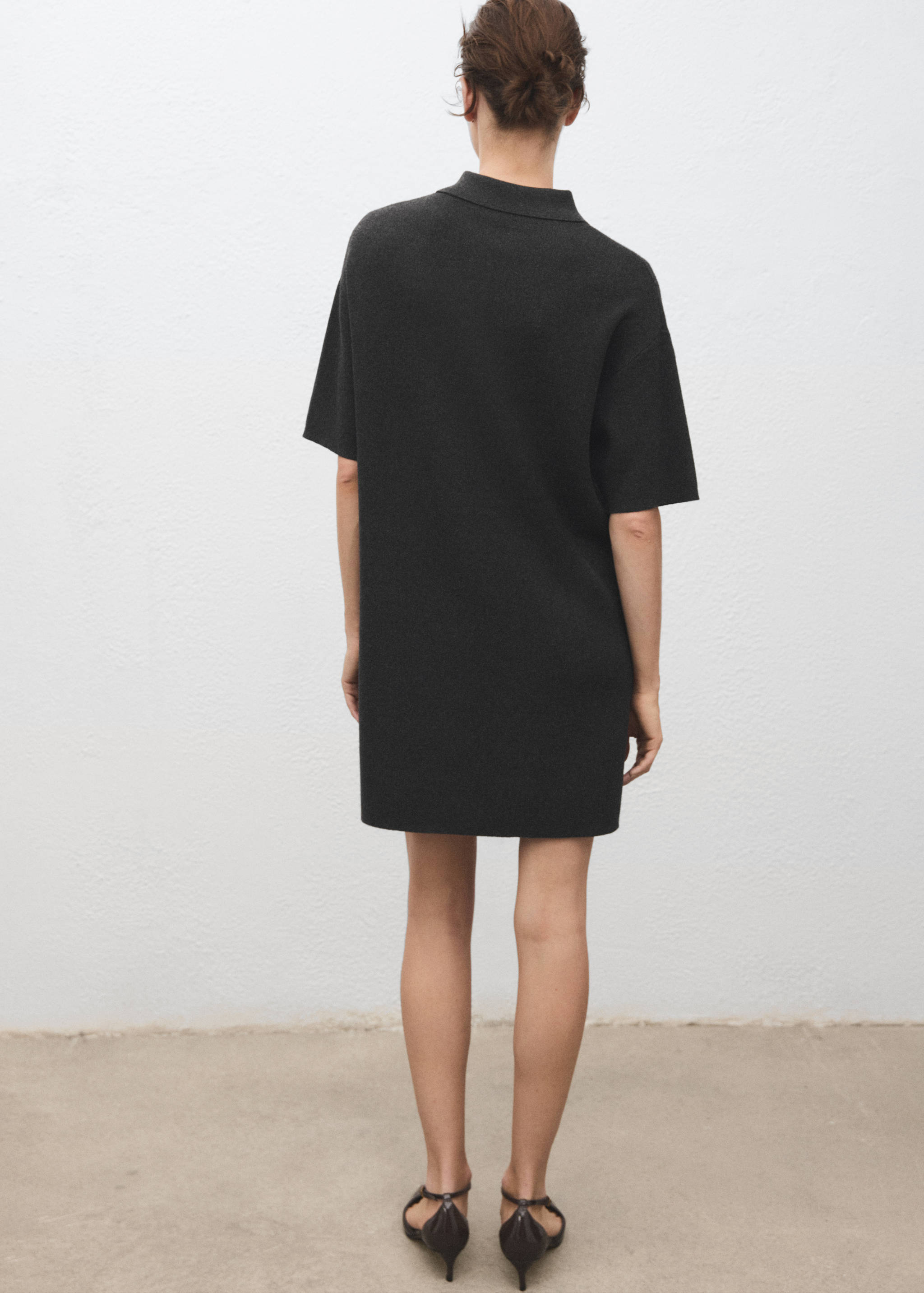 black knitted polo neck dress Polo Ralph Lauren Cable Knit Poplin Dress in Polo Black