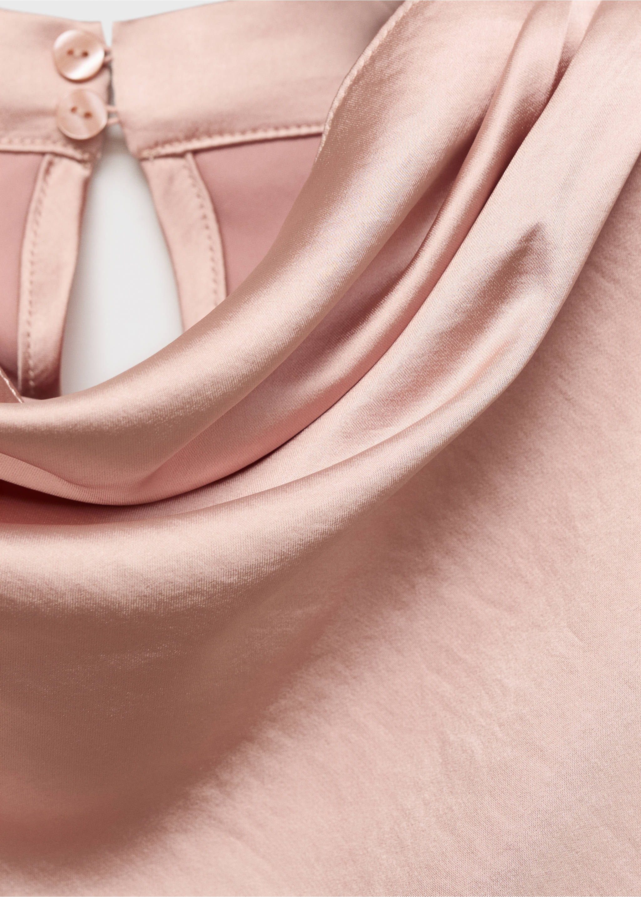 Satin blouse with draped neck - Details of the article 8, Pale Pink. Ref: 17075804-00.