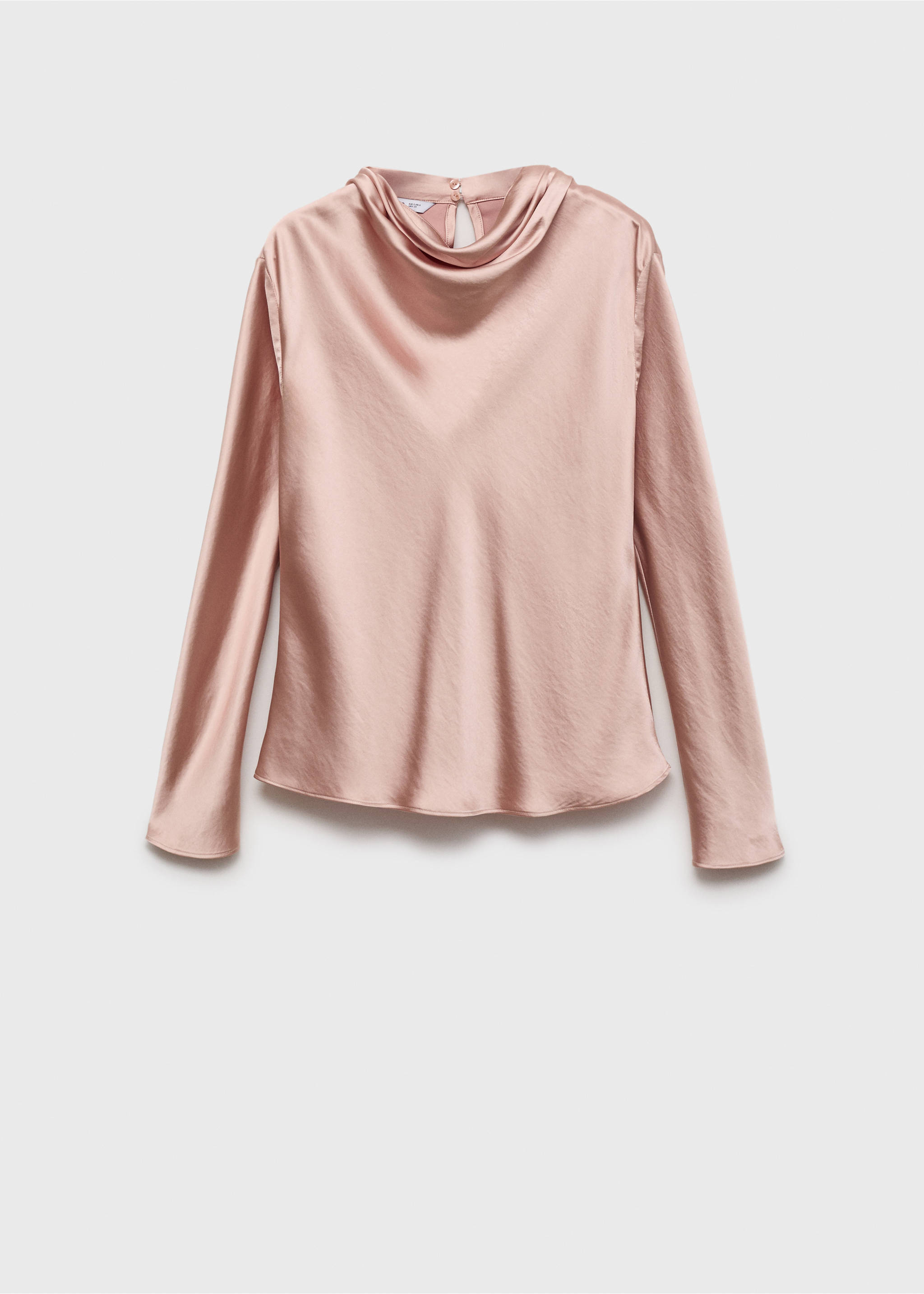 Satin blouse with draped neck - Article without model, Pale Pink. Ref: 17075804-00.