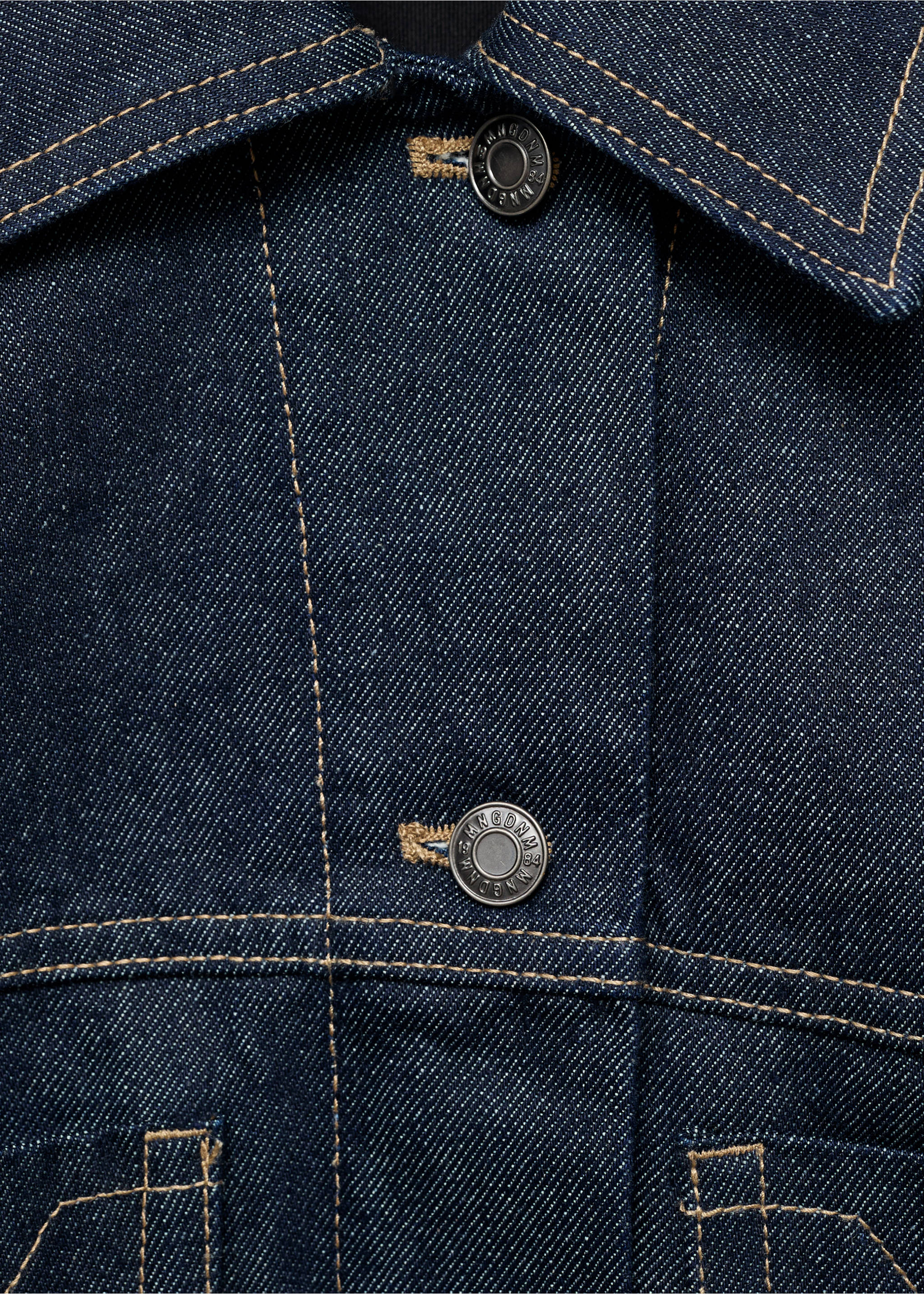 Denim jacket with decorative stitching - Details of the article 8, Open Blue. Ref: 17075805-00.