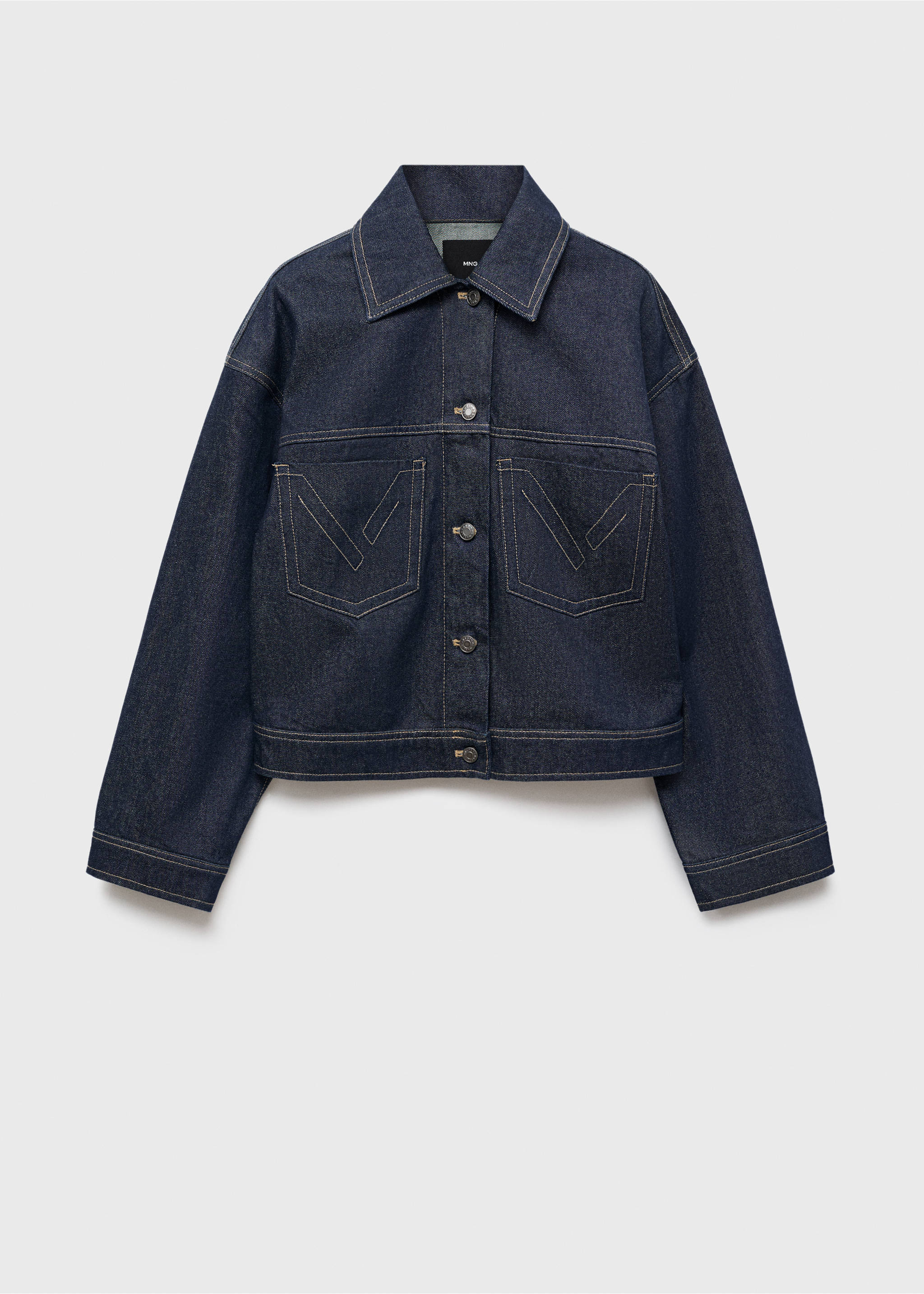 Denim jacket with decorative stitching - Article without model, Open Blue. Ref: 17075805-00.