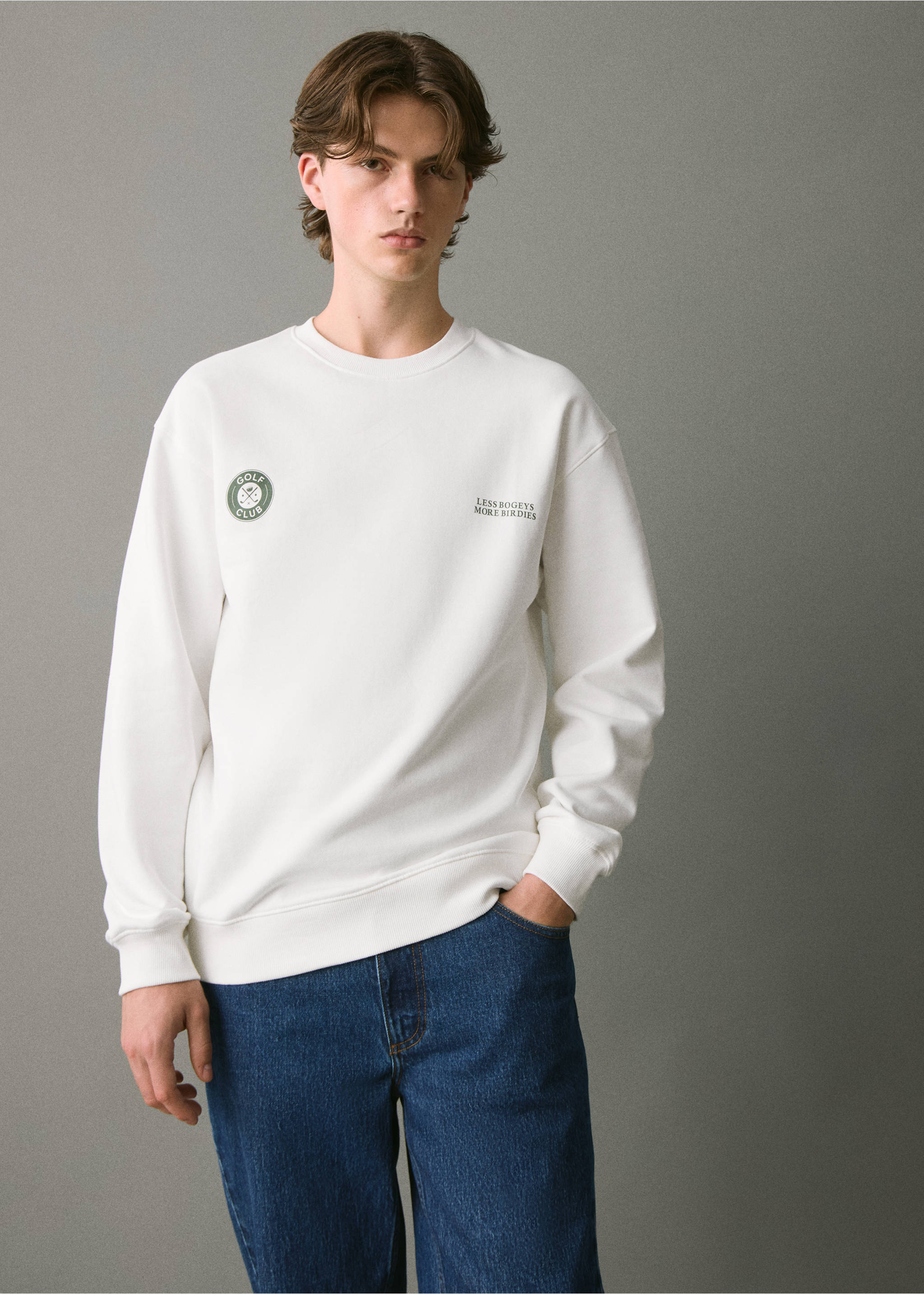 Printed cotton sweatshirt - Medium plane, Off White. Ref: 17075809-00.