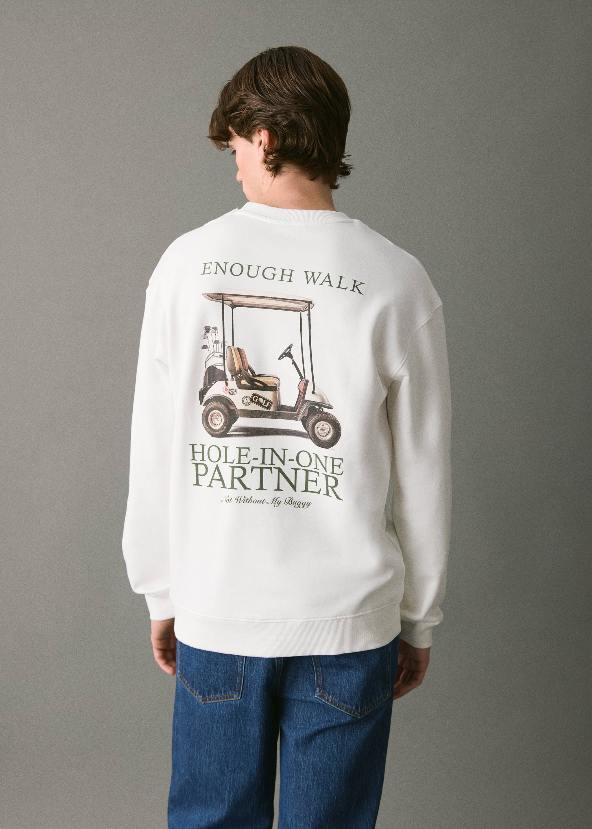 Printed cotton sweatshirt - Reverse of the article, Off White. Ref: 17075809-00.
