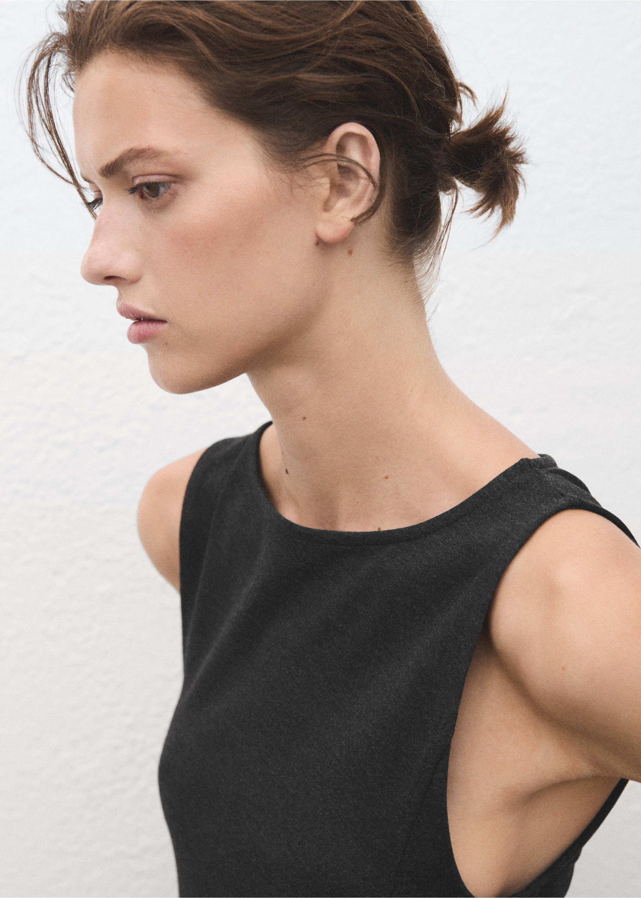 Cut-out ruched dress - Details of the article 1, Grey. Ref: 17075811-00.