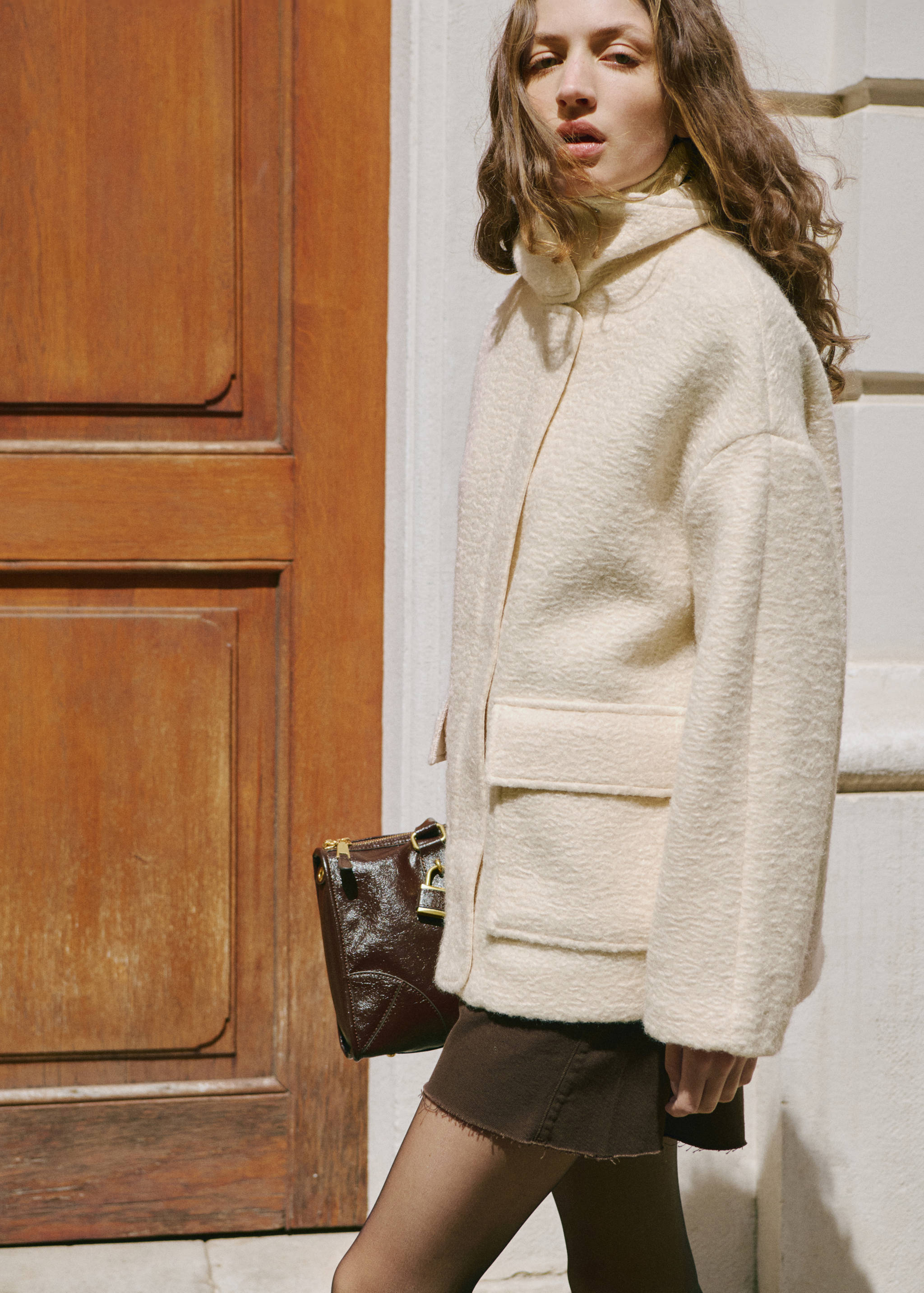 Bouclé jacket with high neck - Women | MANGO OUTLET USA