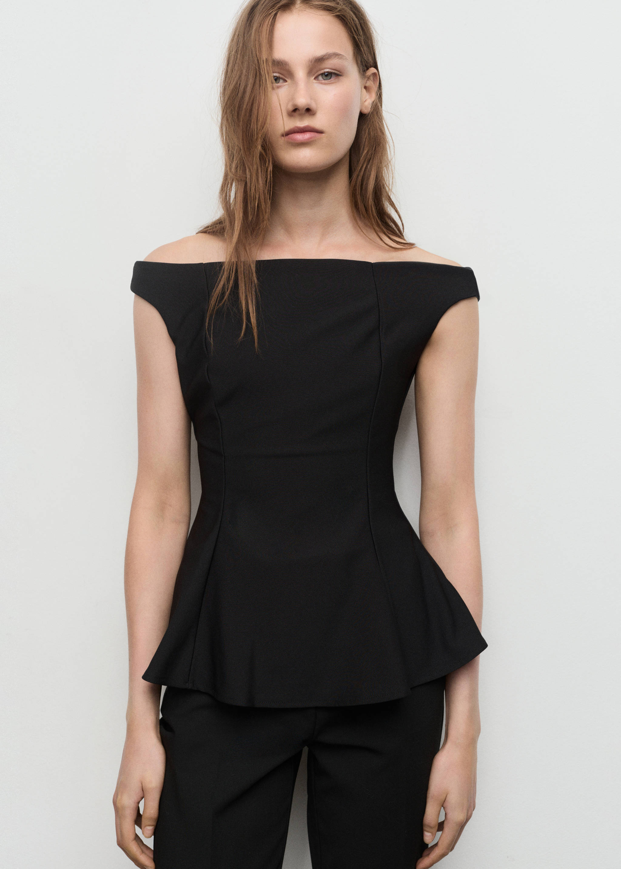 Schulterfreies Peplum-Top - Mittlere Ansicht