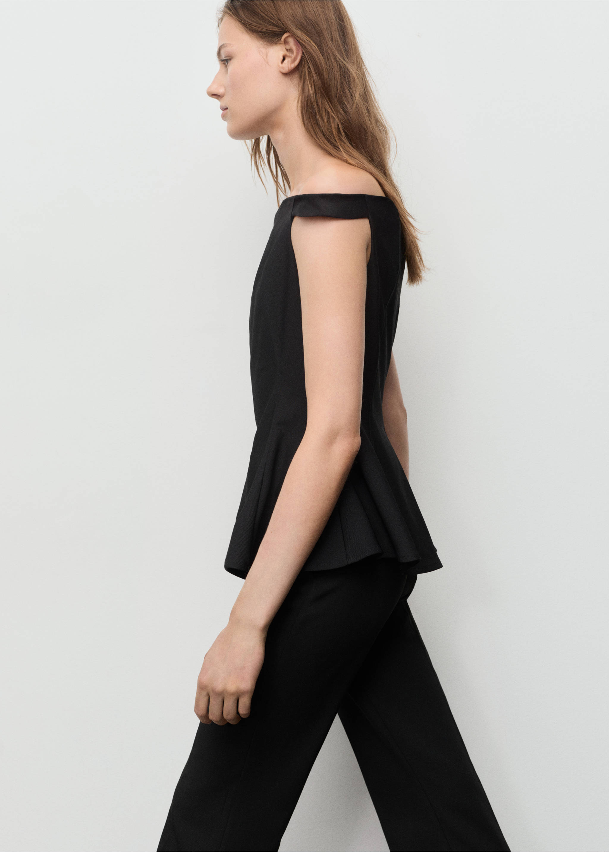 Schulterfreies Peplum-Top - Detail des Artikels 2, Schwarz. Ref: 17075826-00.
