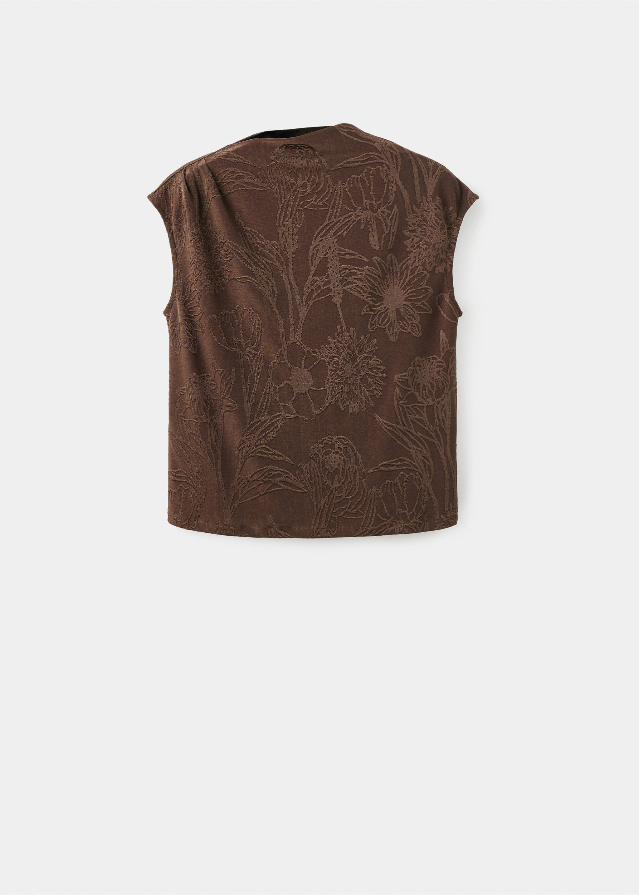 Jacquard floral-print top - Article without model, Brown. Ref: 17075827-00.
