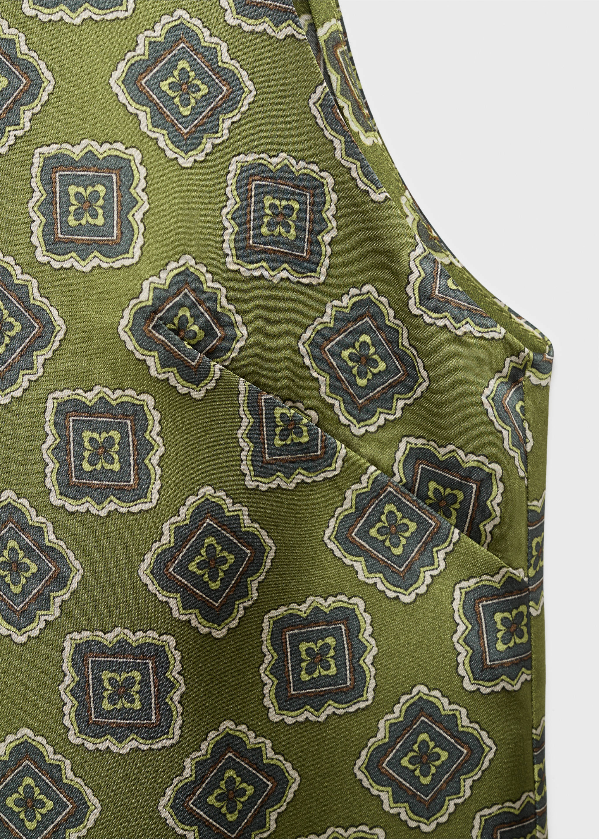 Satin blouse with geometric pattern - Details of the article 0, Green. Ref: 17075828-00.