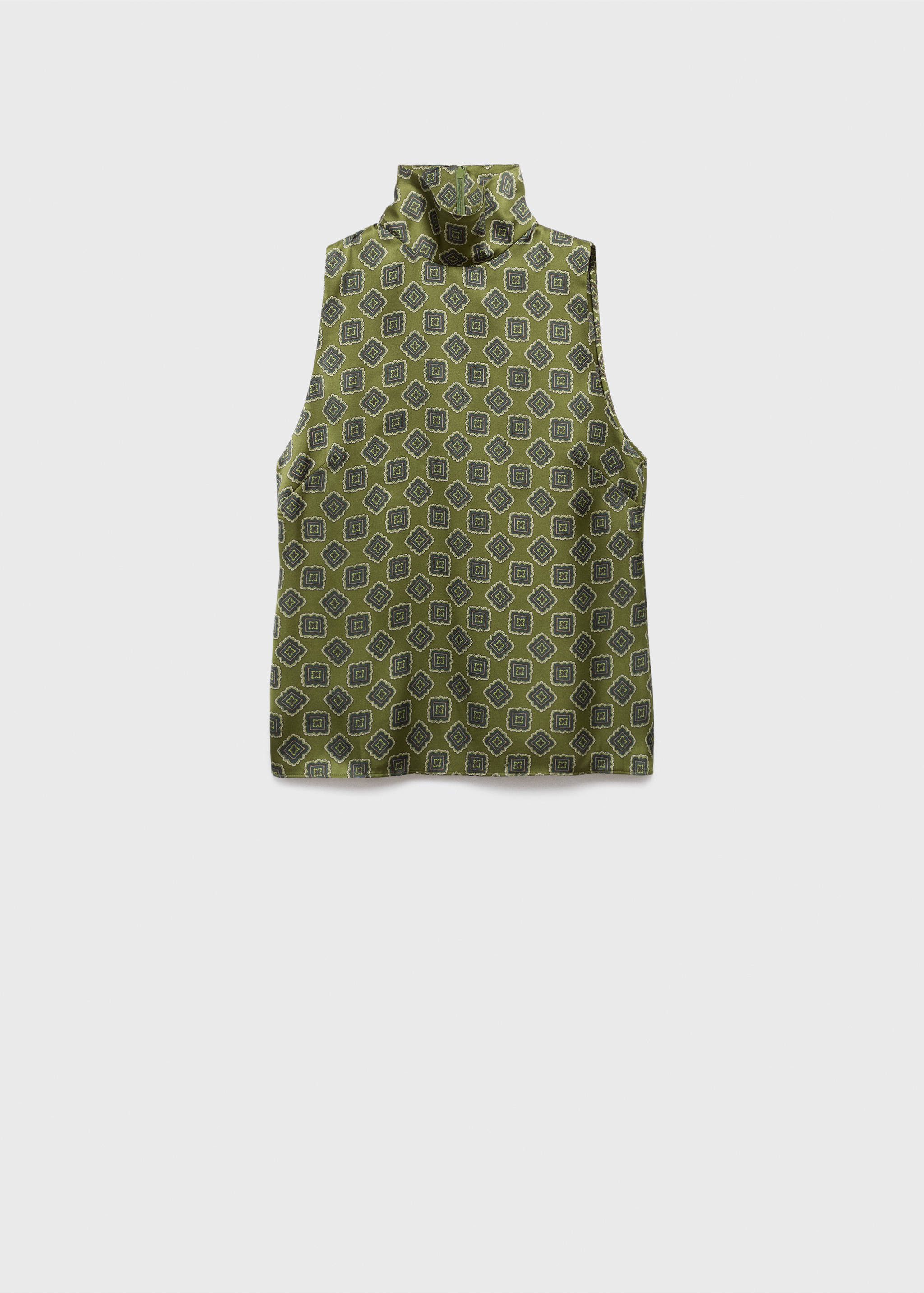 Satin blouse with geometric pattern - Article without model, Green. Ref: 17075828-00.