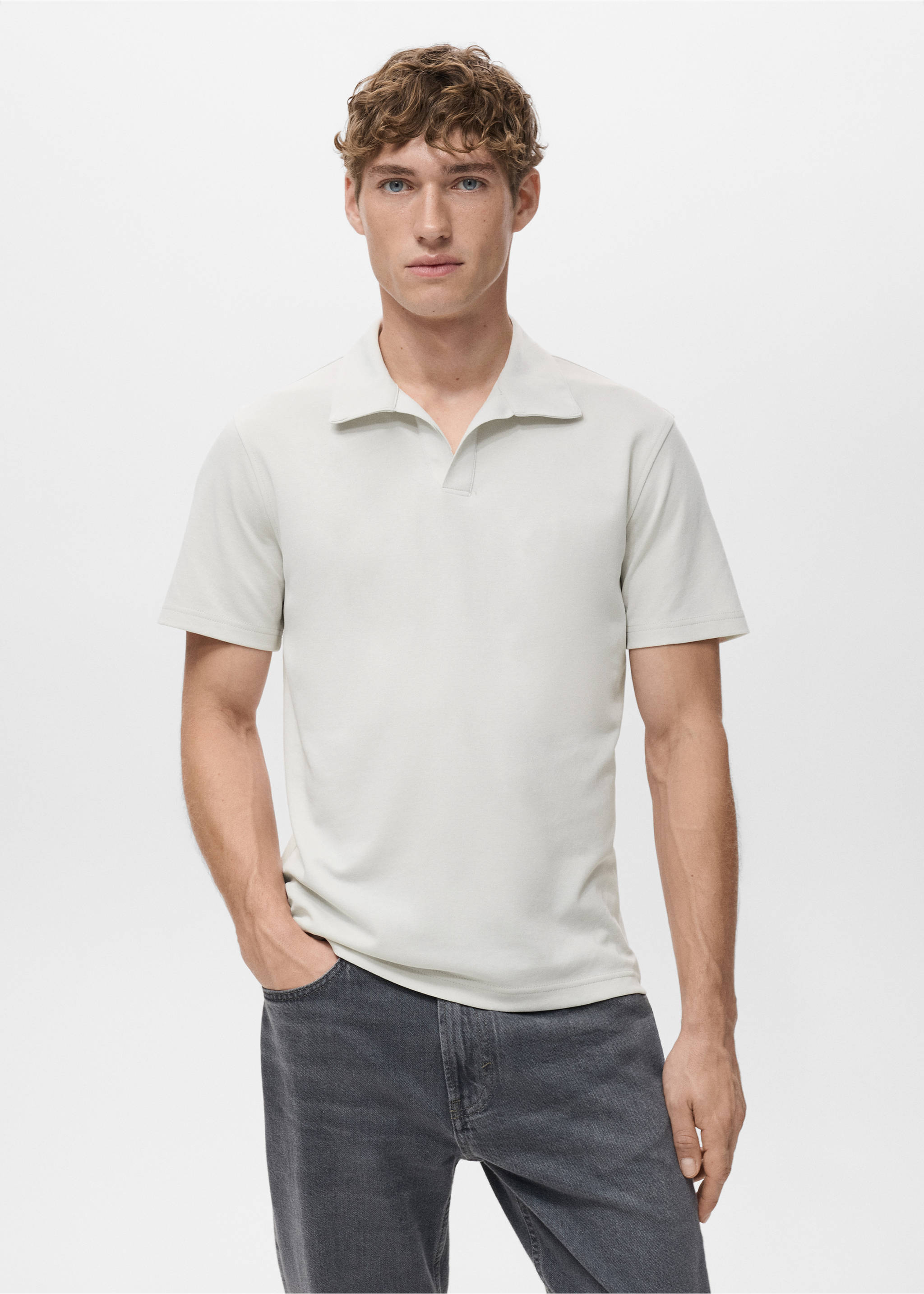 Cotton piqué polo shirt - Medium plane, Ice Grey. Ref: 17075830-00.
