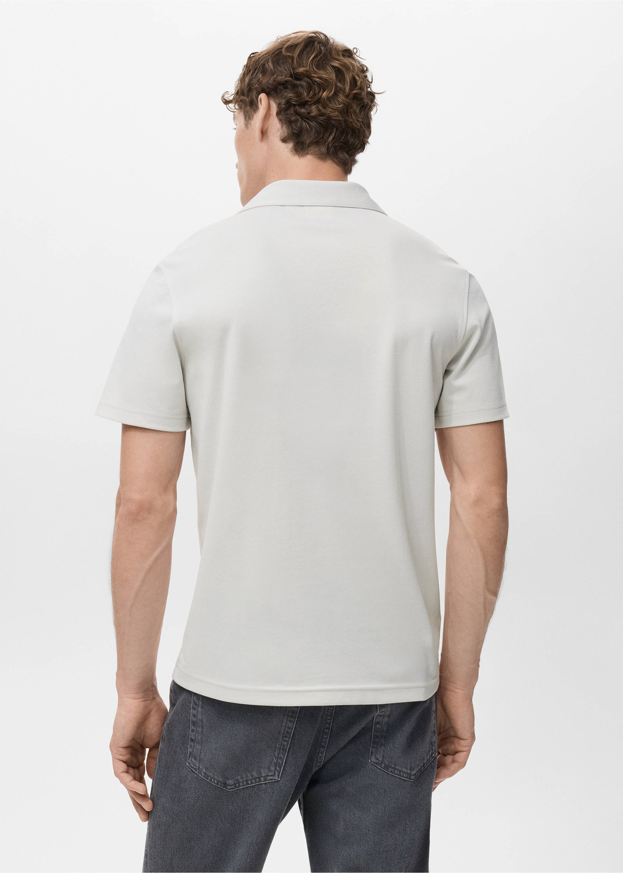 Cotton piqué polo shirt - Reverse of the article, Ice Grey. Ref: 17075830-00.