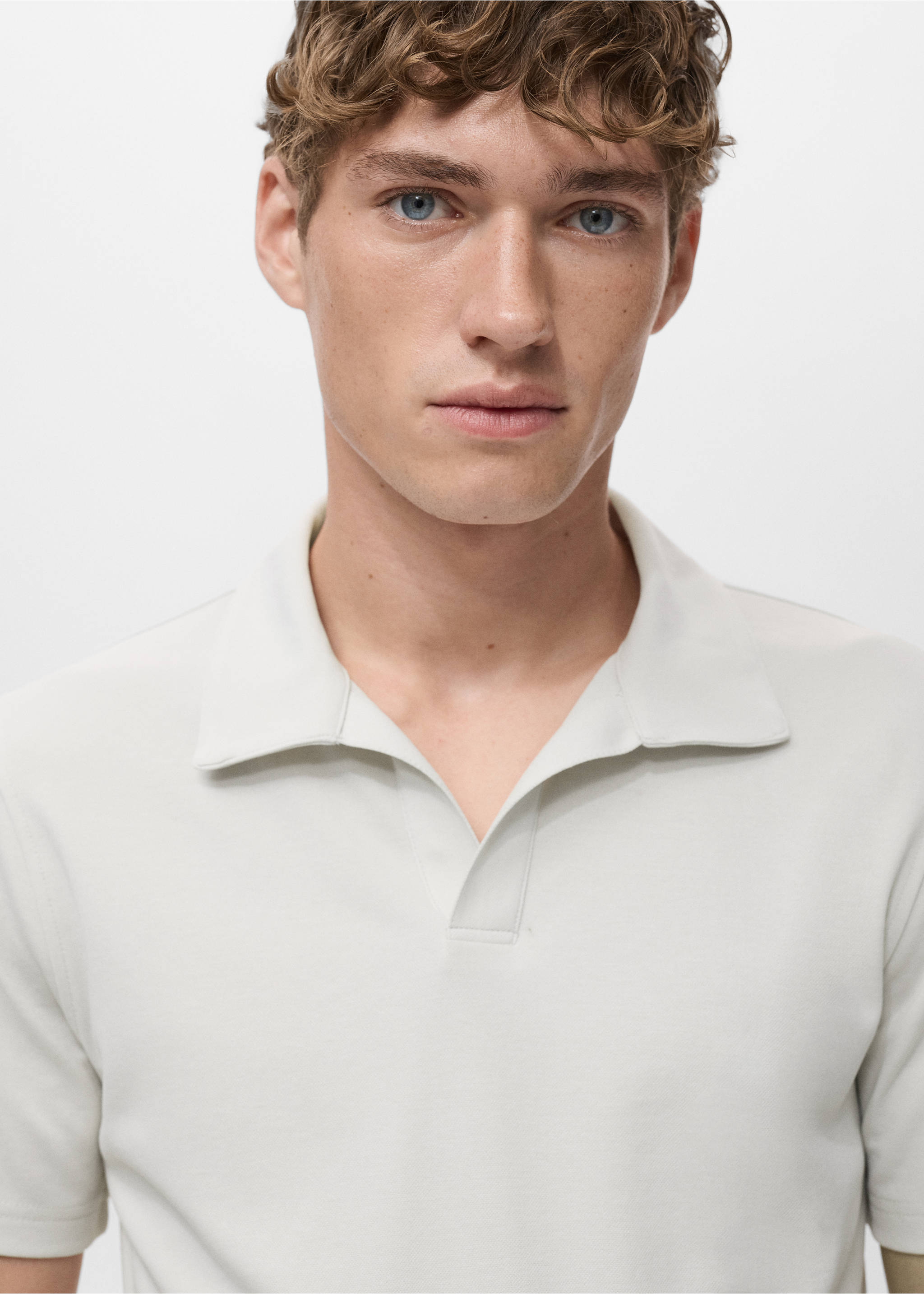 Cotton piqué polo shirt - Details of the article 1, Ice Grey. Ref: 17075830-00.