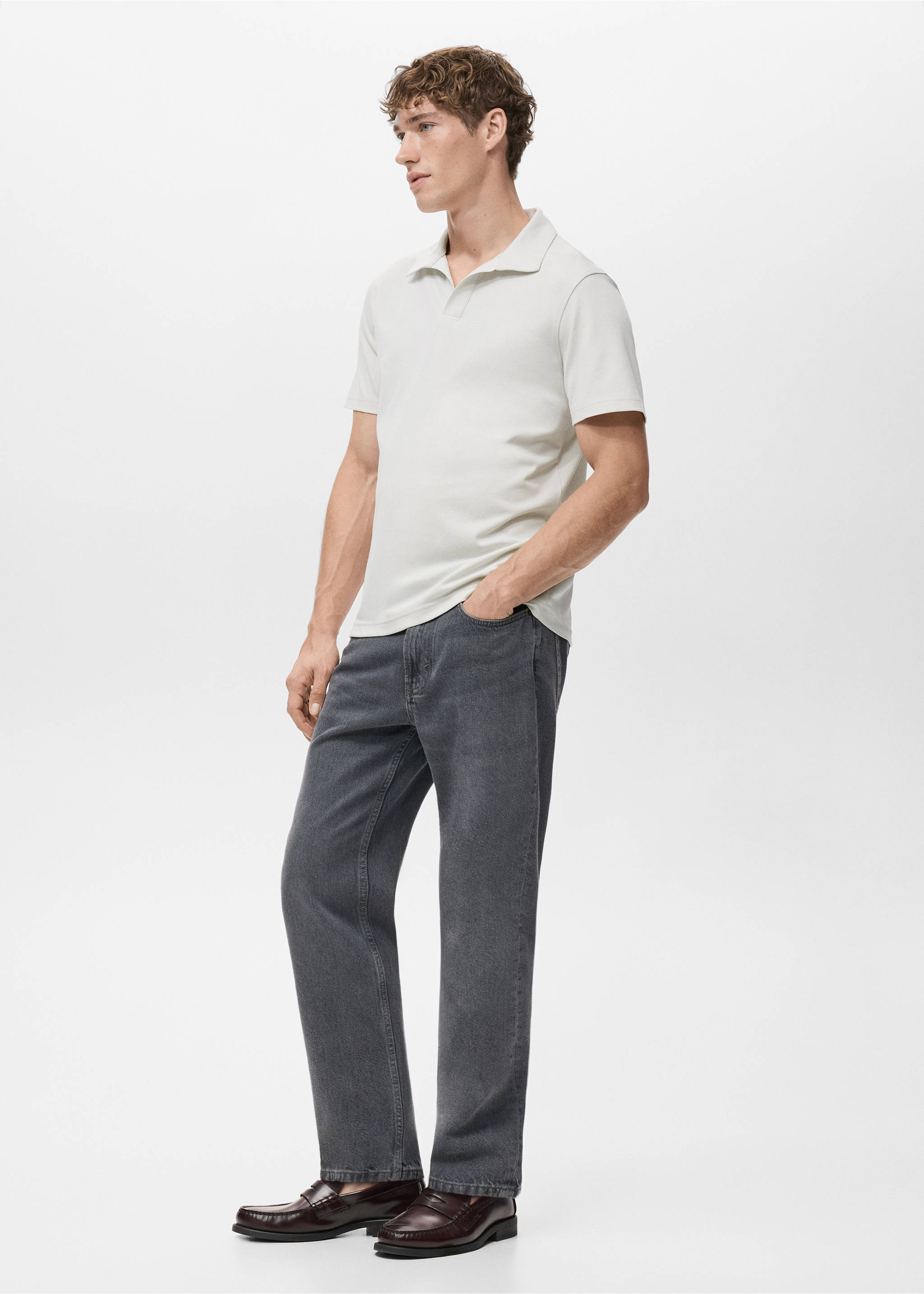 Cotton piqué polo shirt - Details of the article 2, Ice Grey. Ref: 17075830-00.