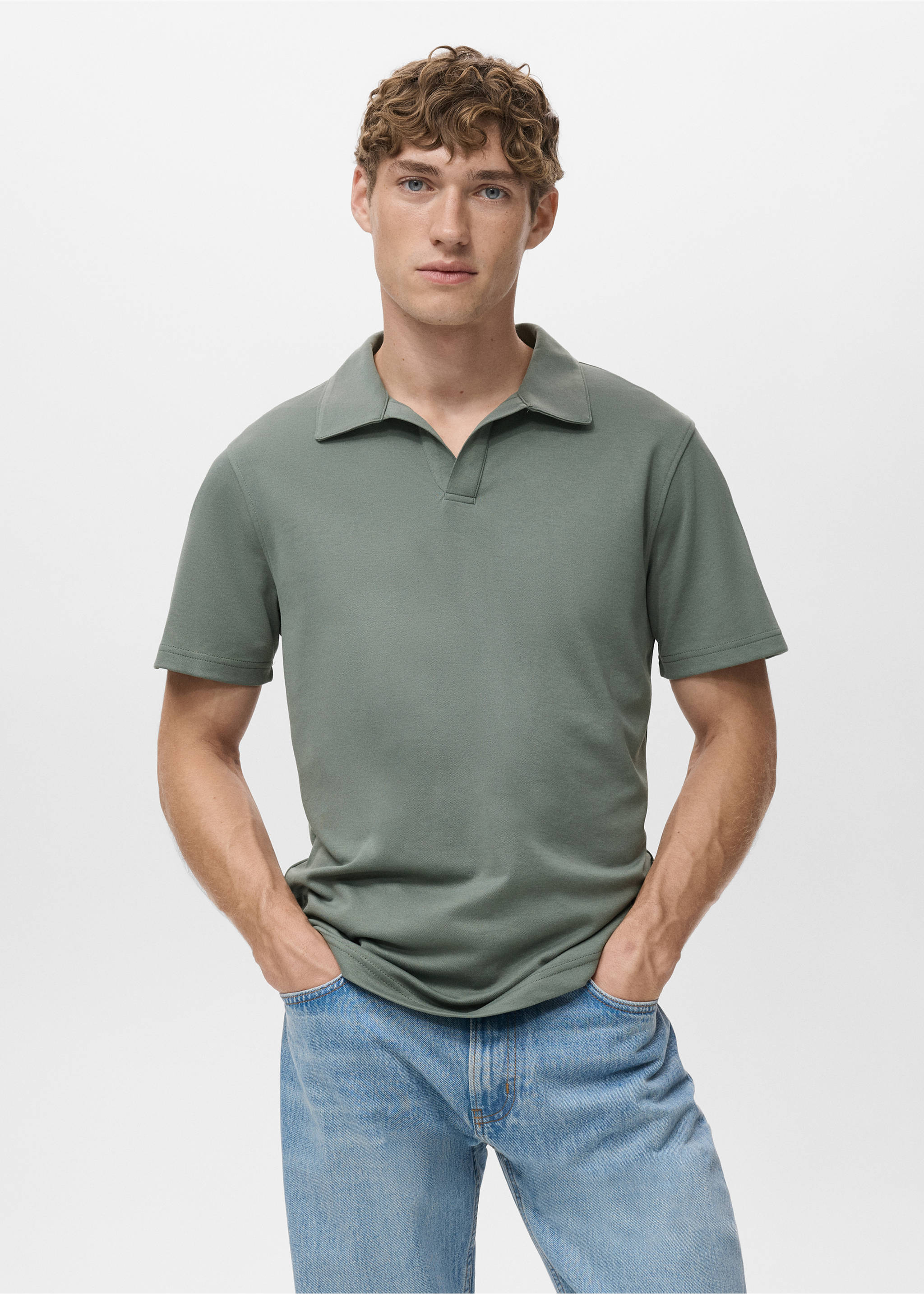 Cotton piqué polo shirt - Medium plane, Khaki. Ref: 17075830-00.