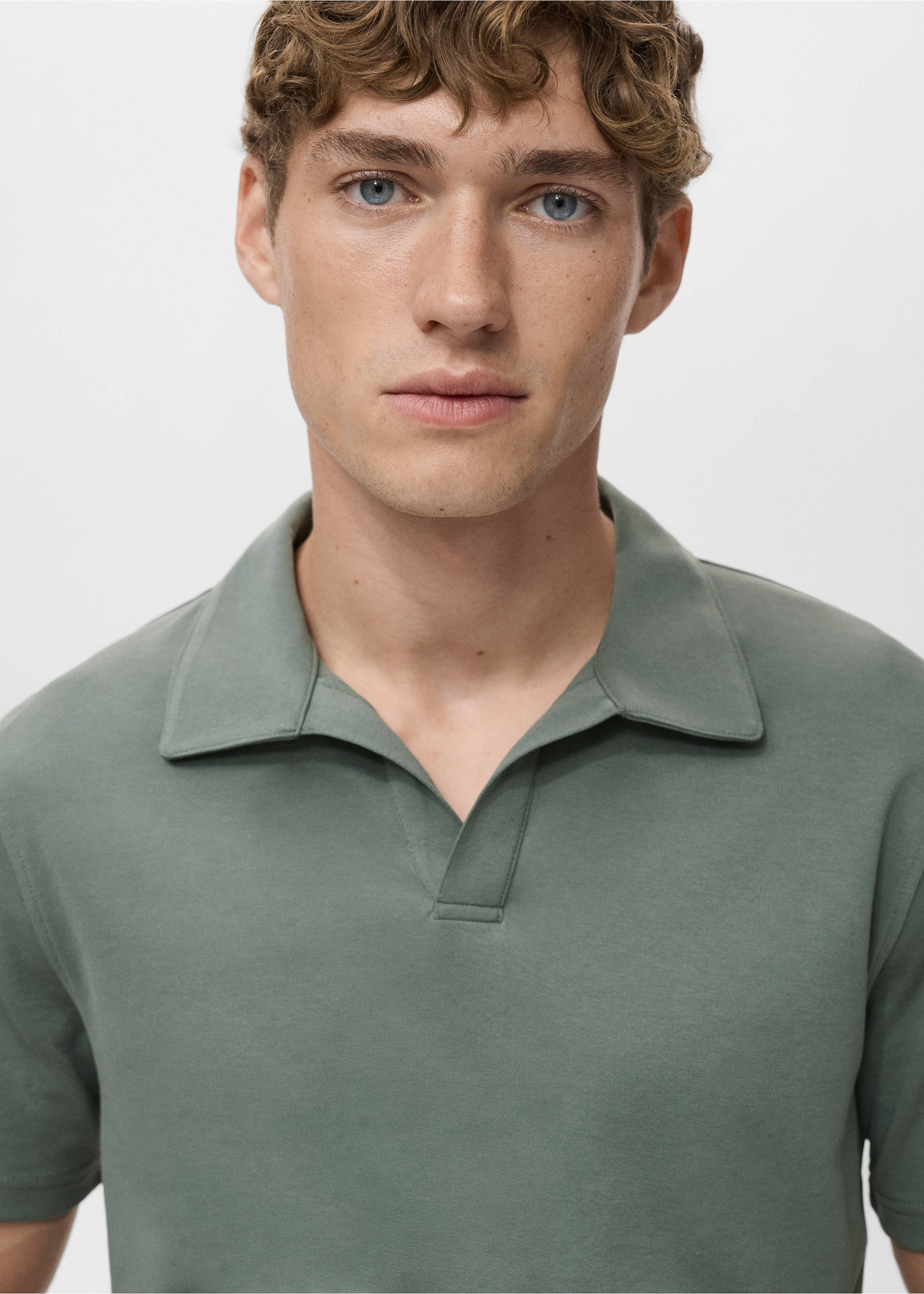 Cotton piqué polo shirt - Details of the article 1, Khaki. Ref: 17075830-00.