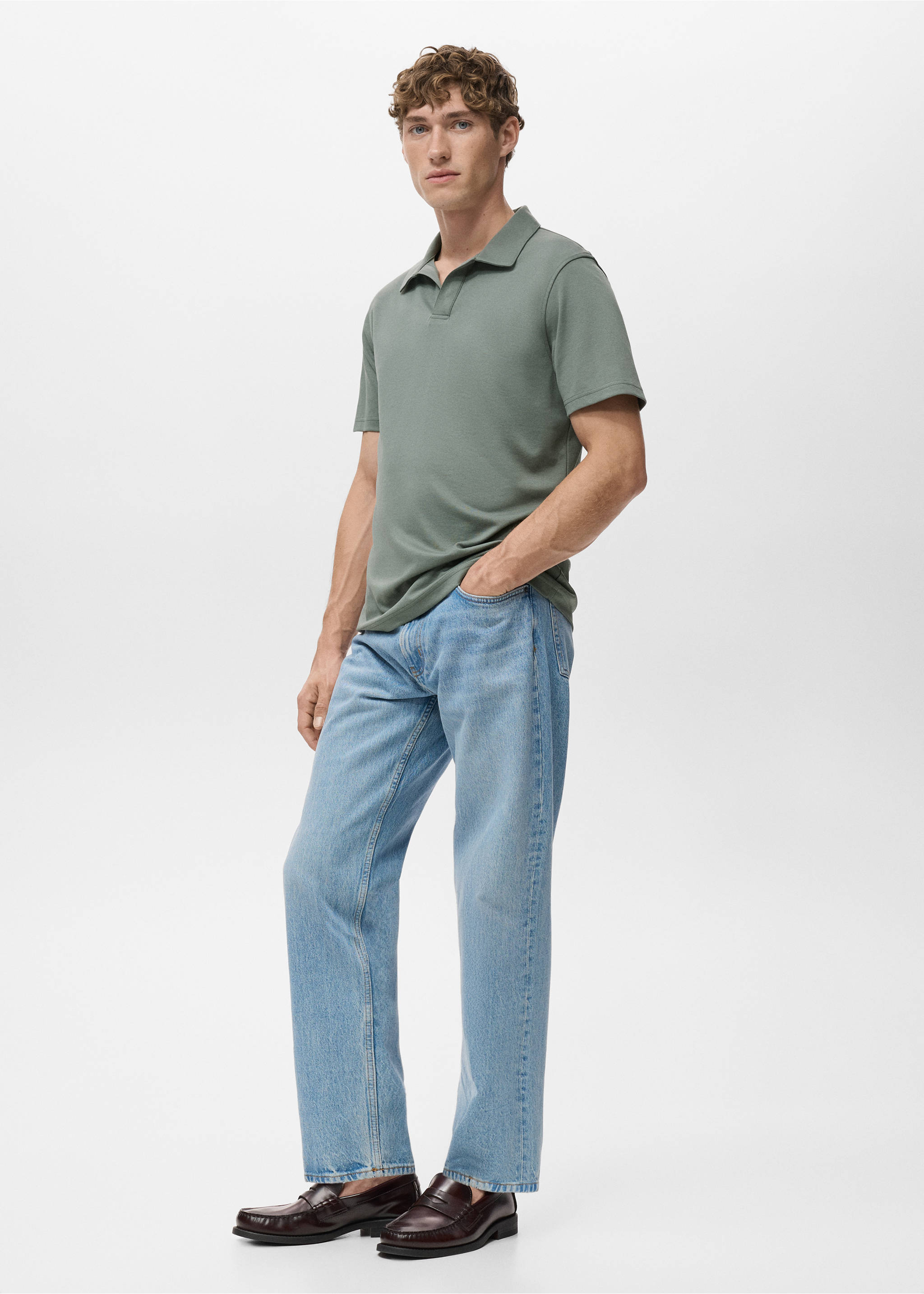Cotton piqué polo shirt - Details of the article 2, Khaki. Ref: 17075830-00.