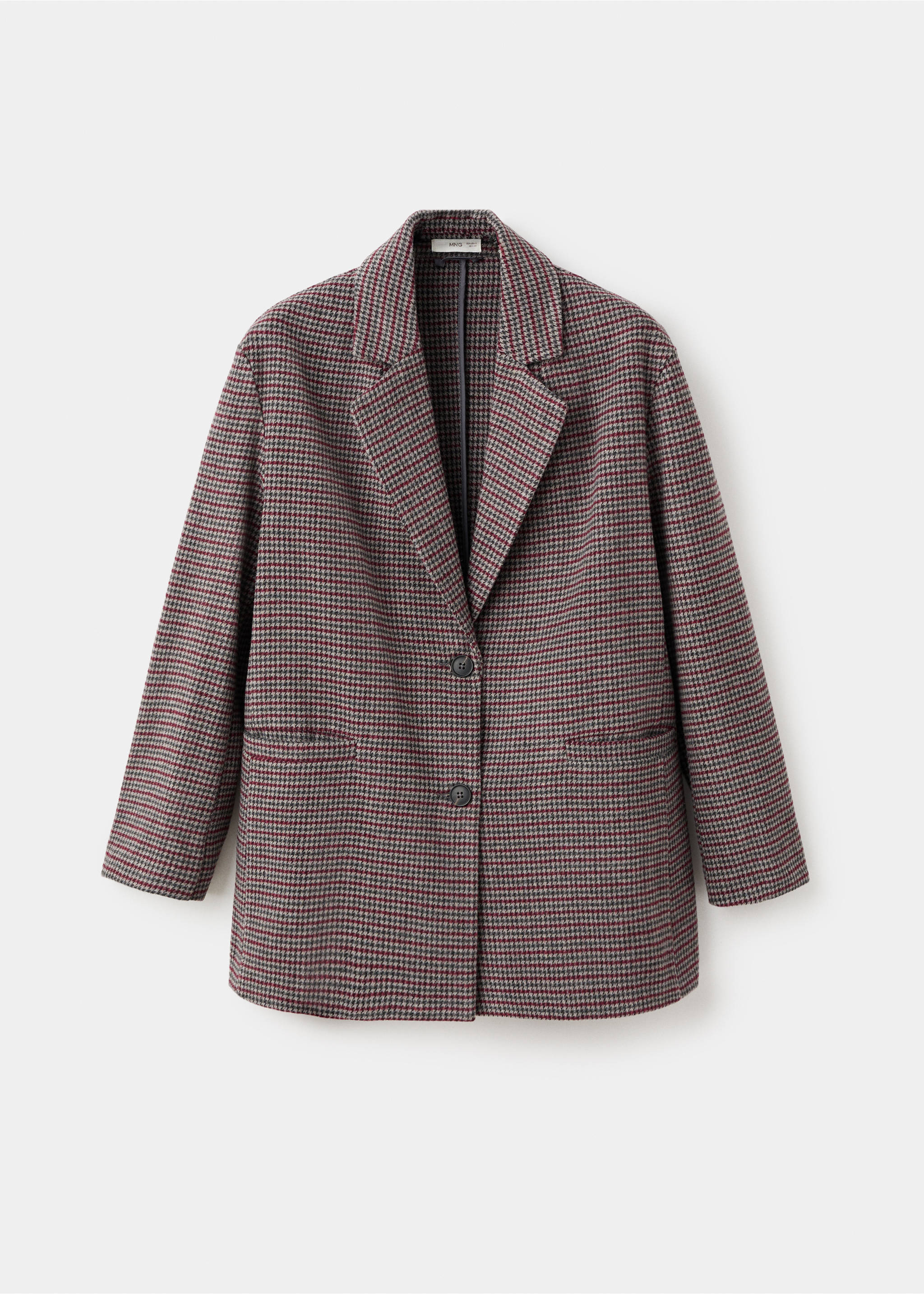 Karierter Blazer mit Hahnentrittmuster - Artikel ohne Model, Grau. Ref: 17075967-00.