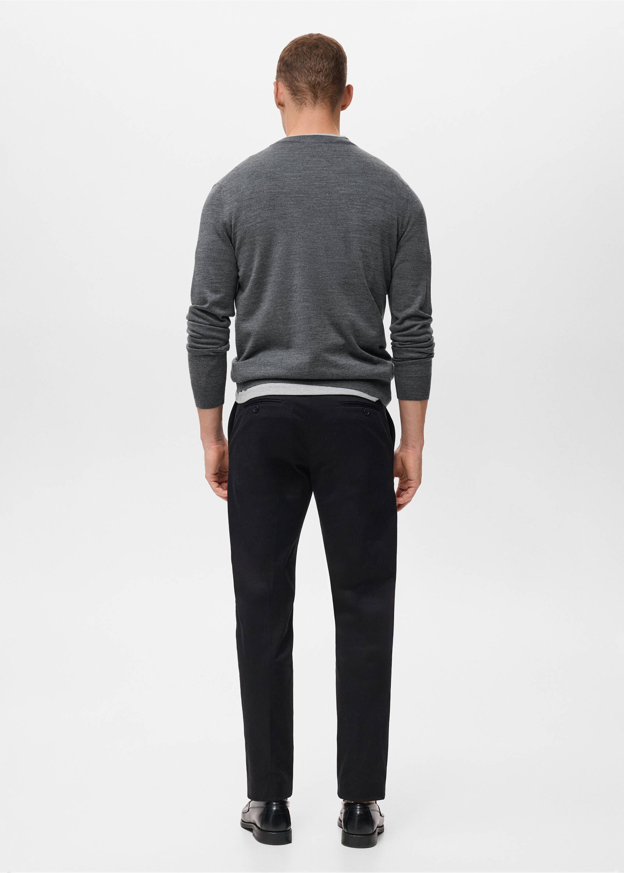 100% merino wool crew neck sweater - Reverse of the article, Medium Heather Grey. Ref: 17075970-00.