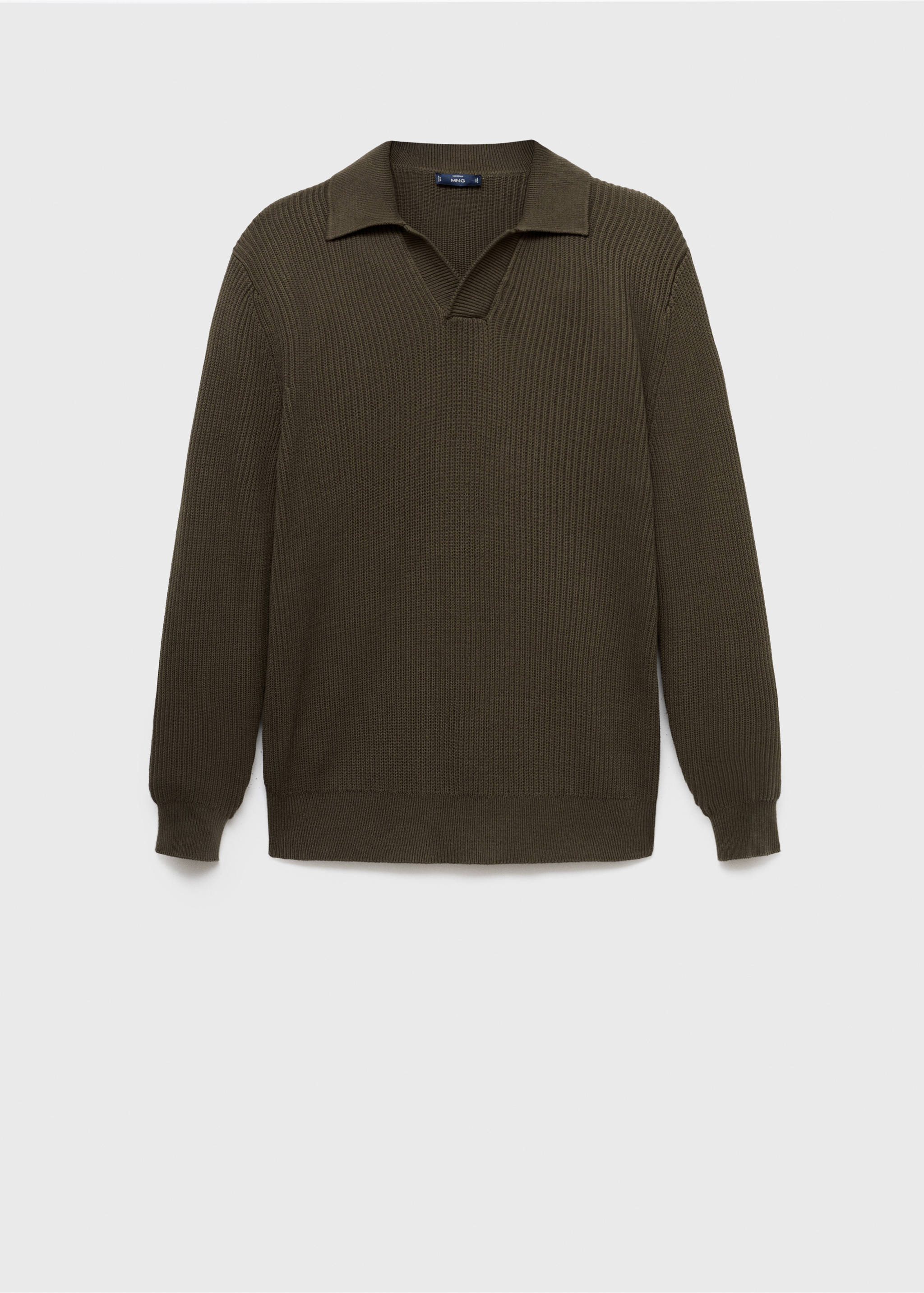 Structured cotton polo sweater - Article without model, Olive Green. Ref: 17075972-00.