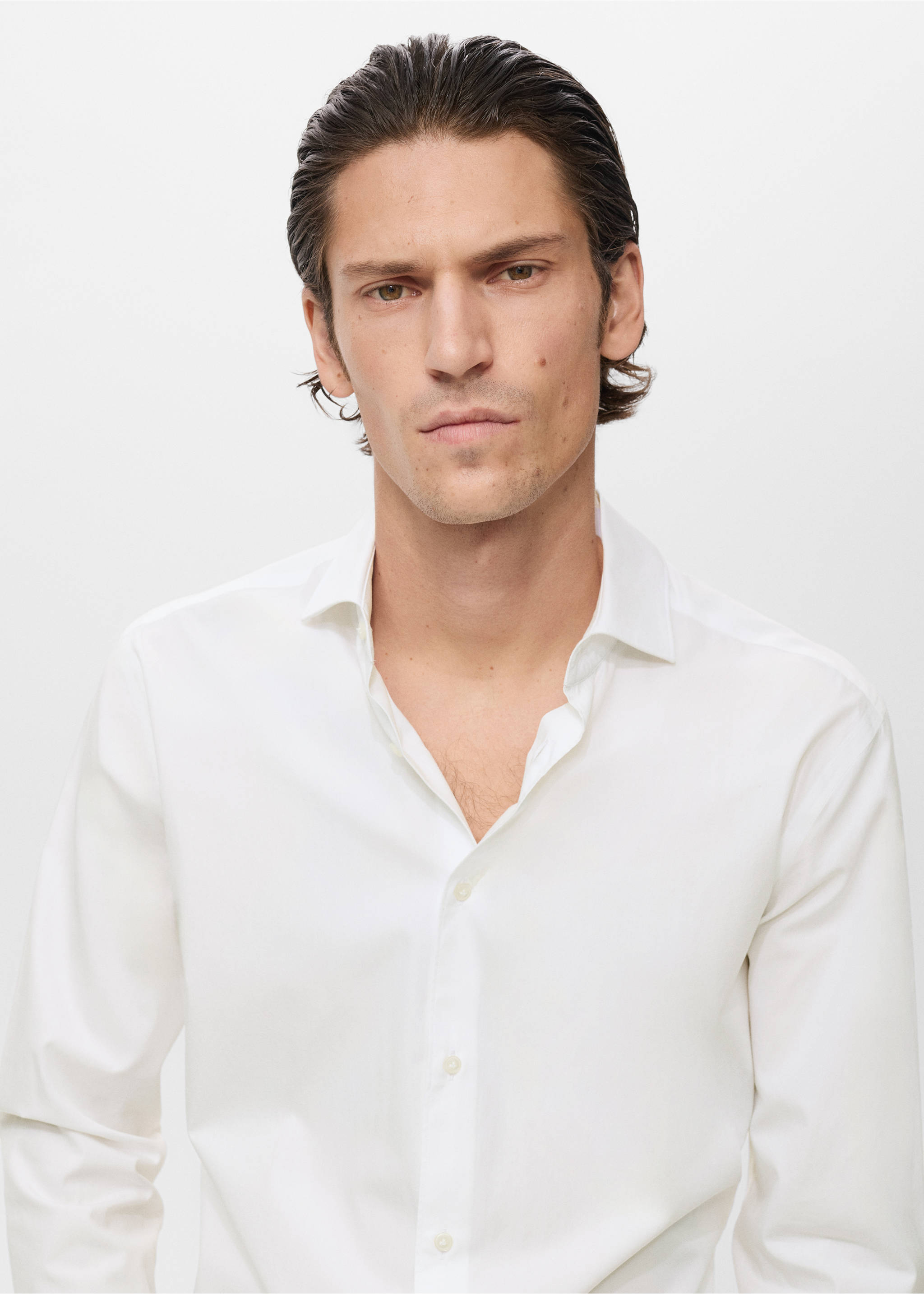 Chemise 100 % coton slim-fit - Détail de l'article 1, Blanc. Ref: 17075979-00.