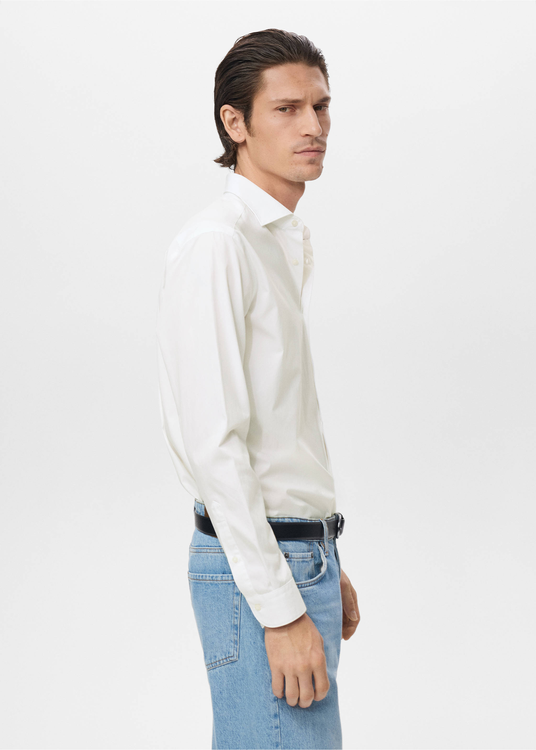 Chemise 100 % coton slim-fit - Détail de l'article 2, Blanc. Ref: 17075979-00.