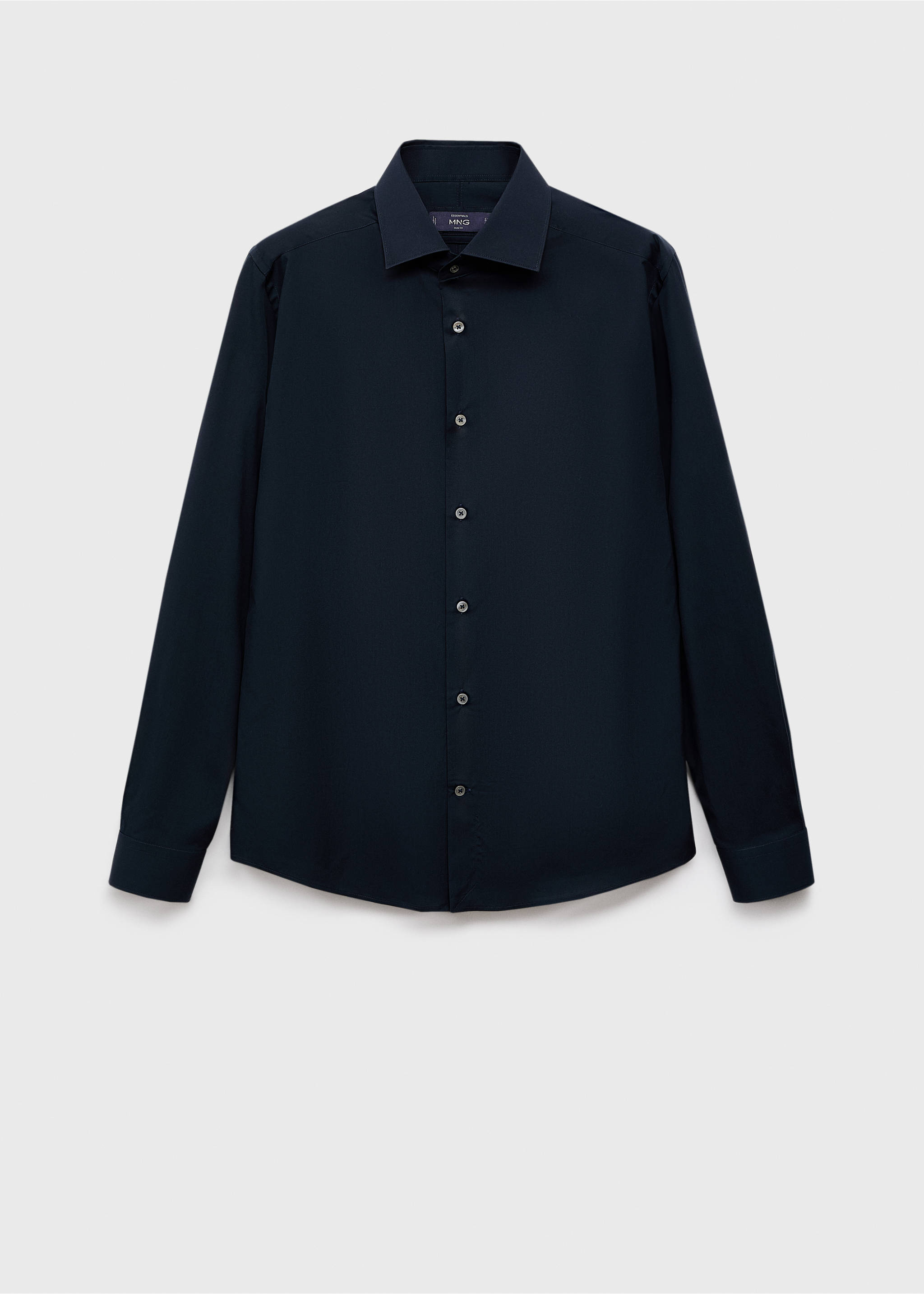100% cotton slim-fit shirt - Article without model, Navy. Ref: 17075979-00.