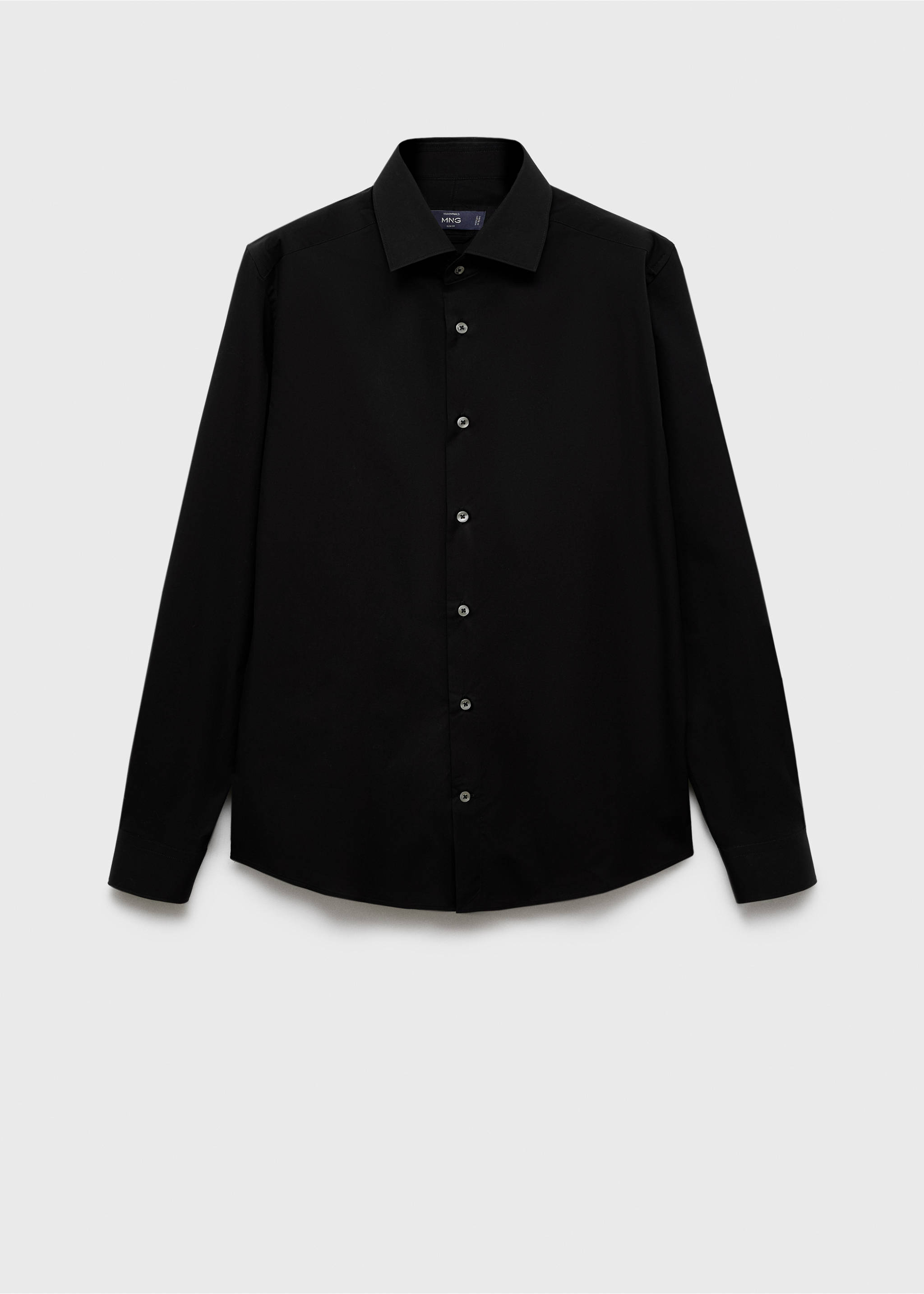 100% cotton slim-fit shirt - Article without model, Black. Ref: 17075979-00.
