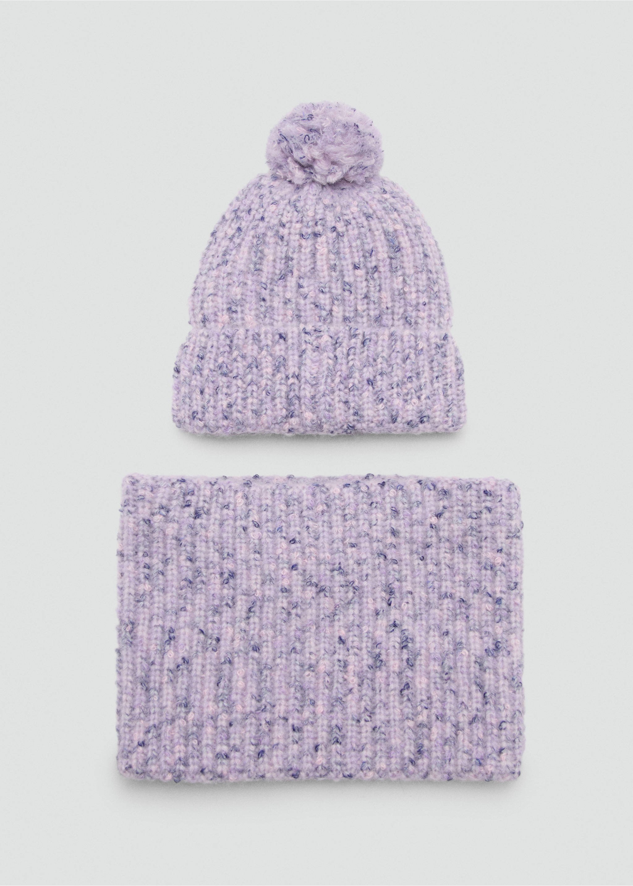 Mottled bobble hat - Details of the article 2, Lilac. Ref: 17075980-00.