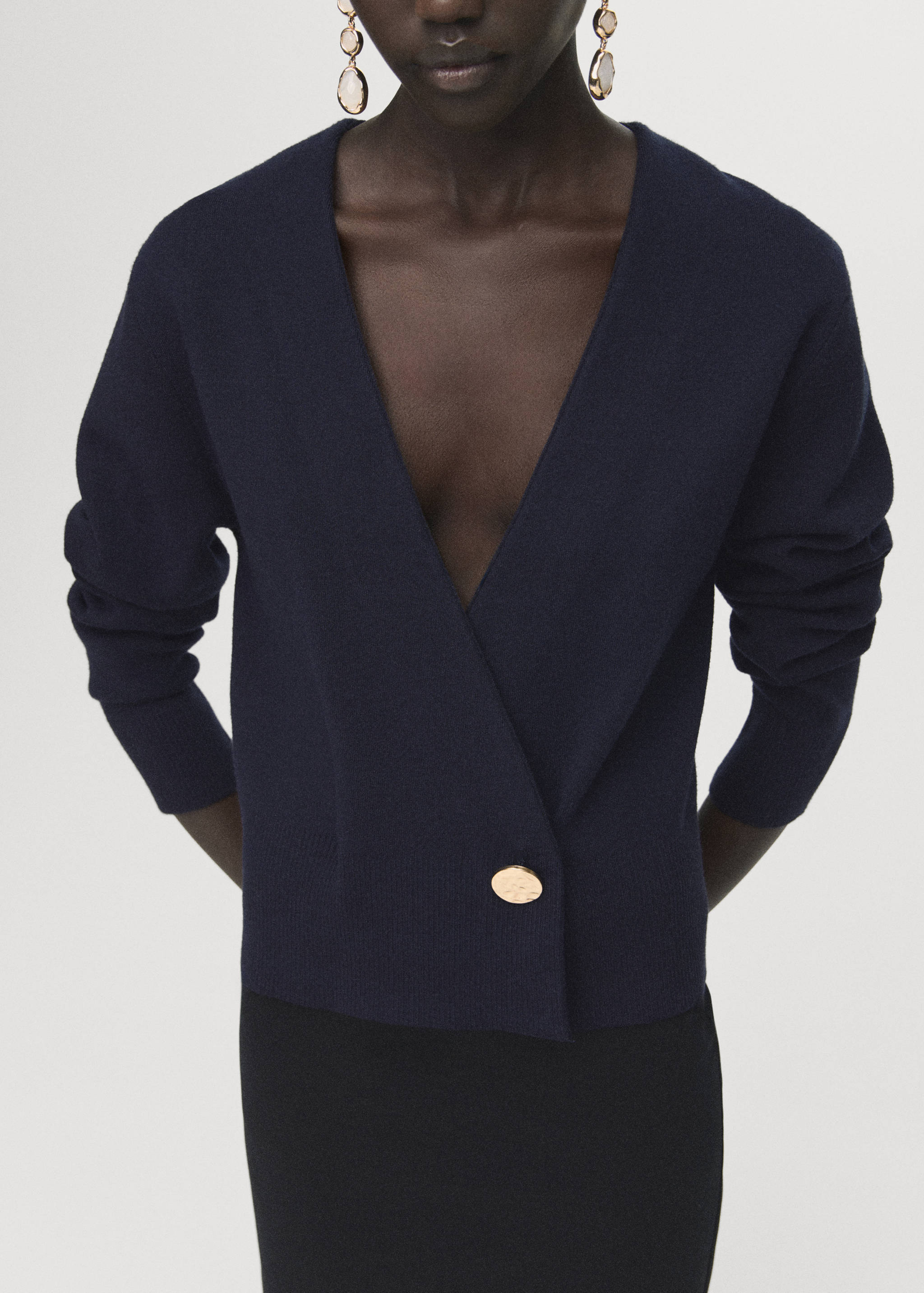 Cross-over cardigan with jewel button - Medium plane