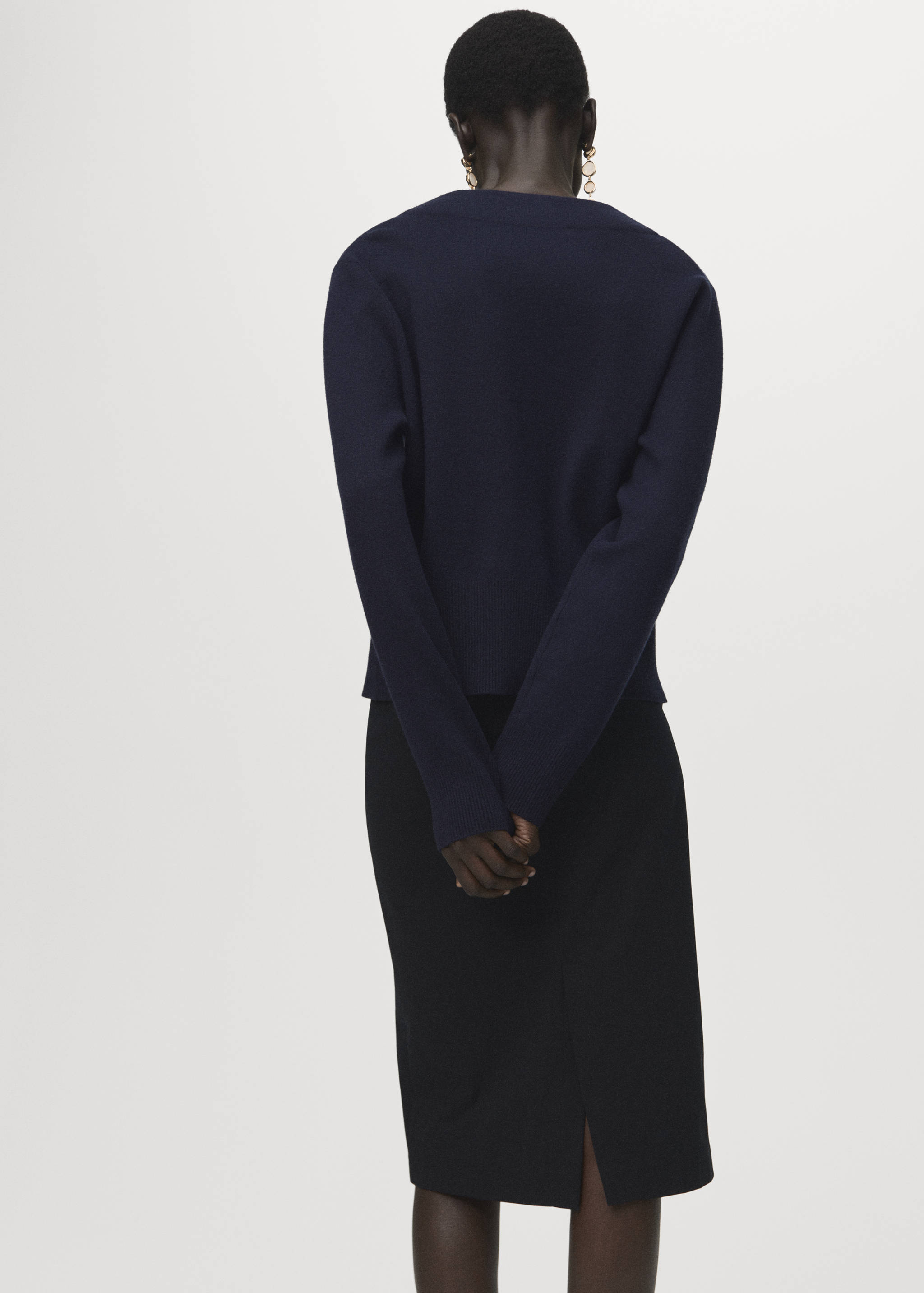 Cross-over cardigan with jewel button - Reverse of the article